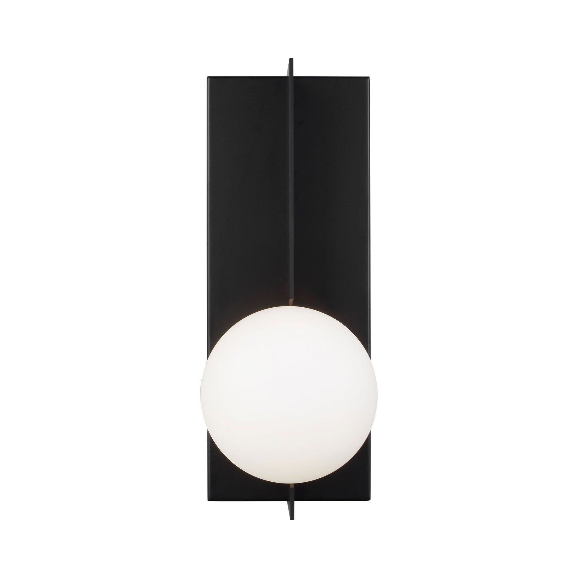 Orbel Geometric Matte Black Wall Sconce with Frosted Glass Shade