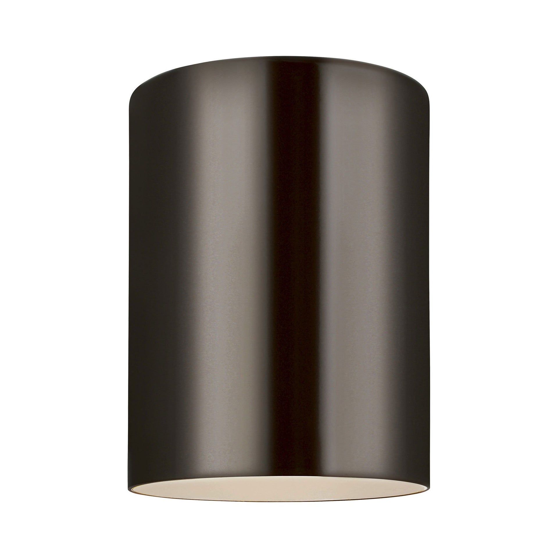 Transitional Bronze Aluminum Outdoor Cylinder Flush Mount Light