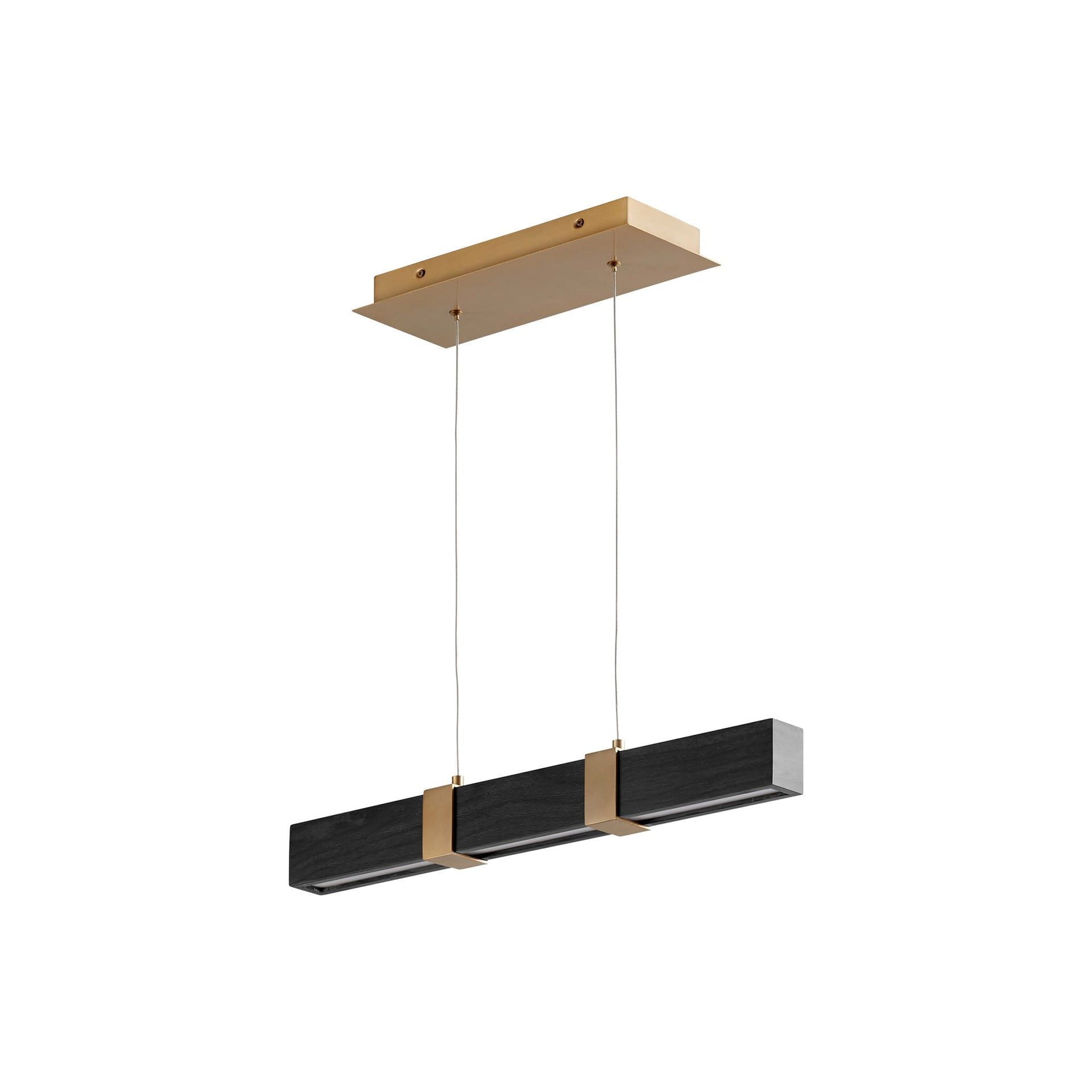 Decca 24-Inch Aged Brass and Black Oak LED Pendant