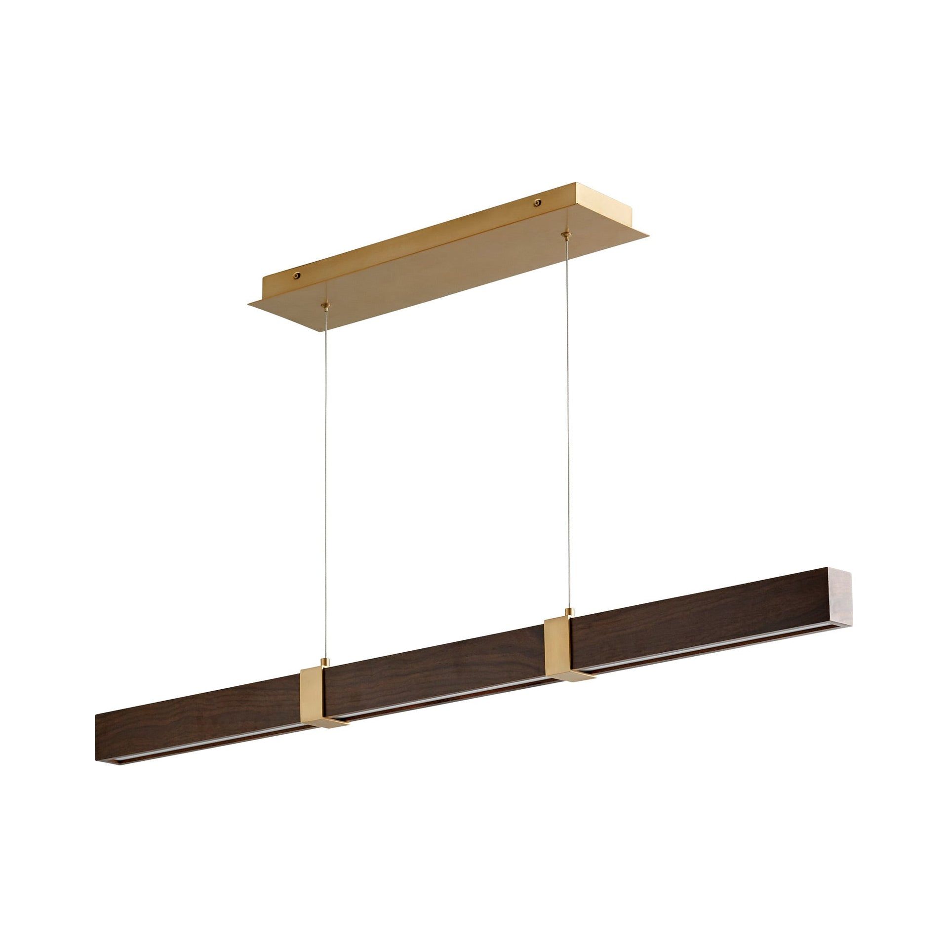 Decca Aged Brass Walnut LED Linear Chandelier