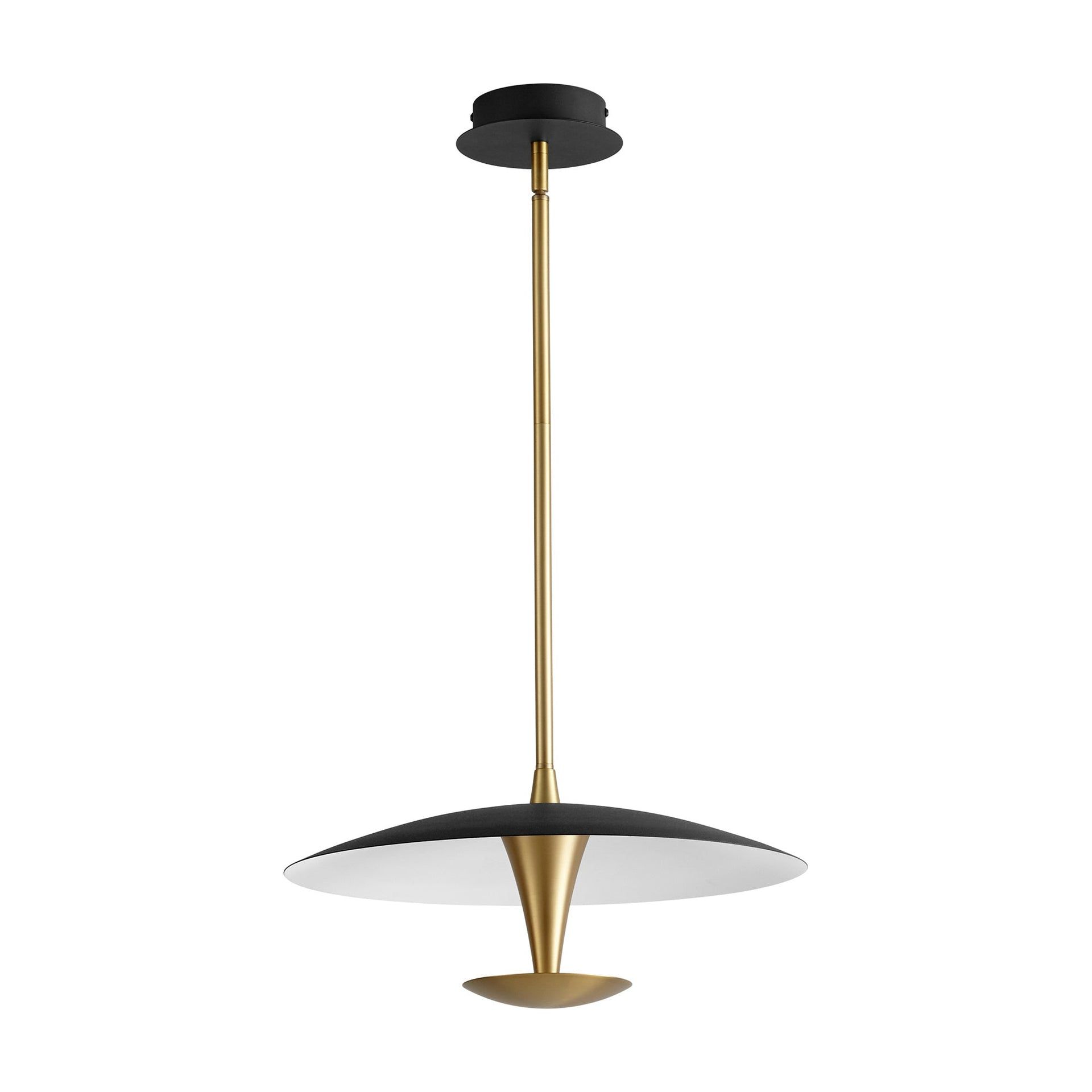 Spacely 18-Inch Black and Aged Brass LED Pendant