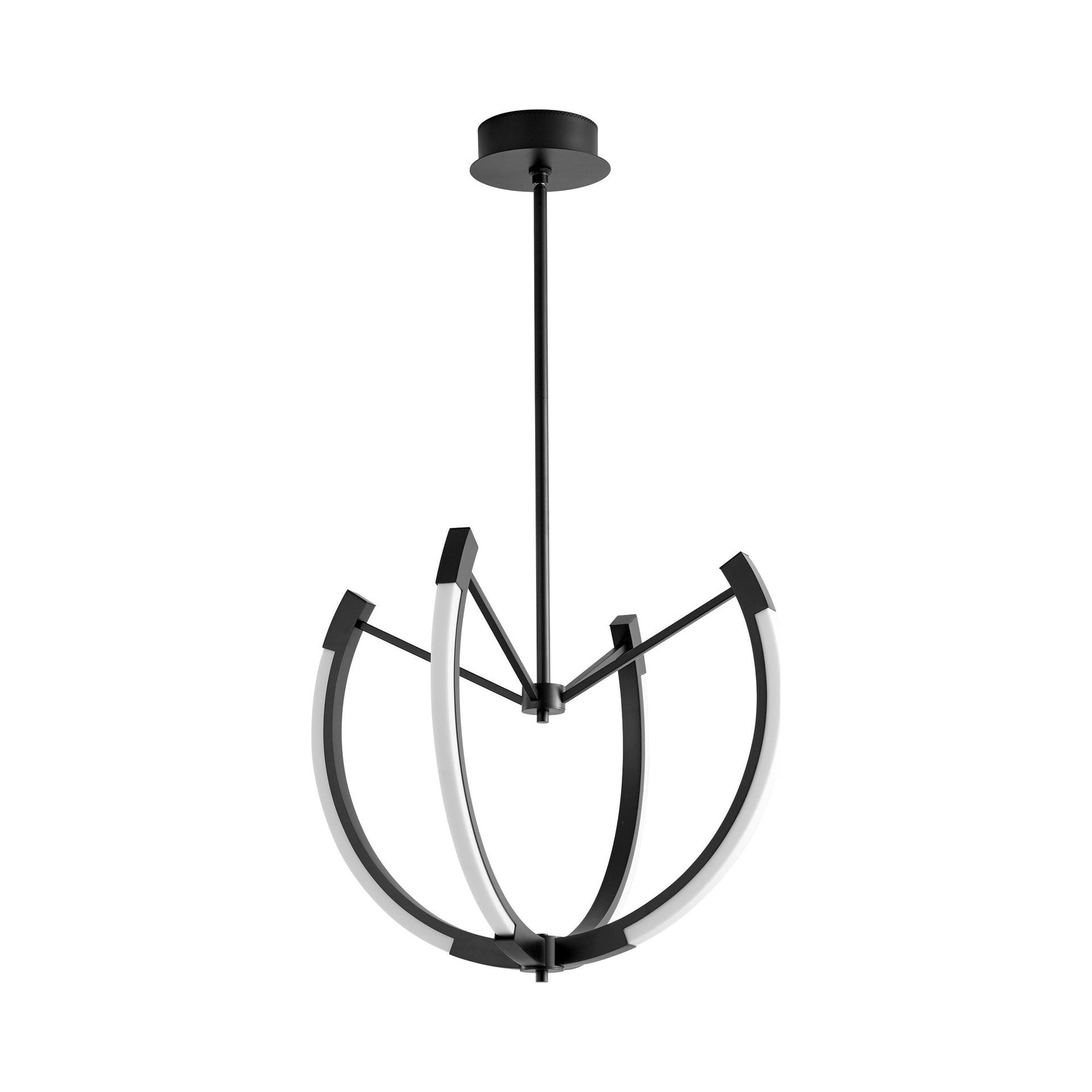 Traditional 28" Black and Matte White LED Chandelier with Acrylic Shade