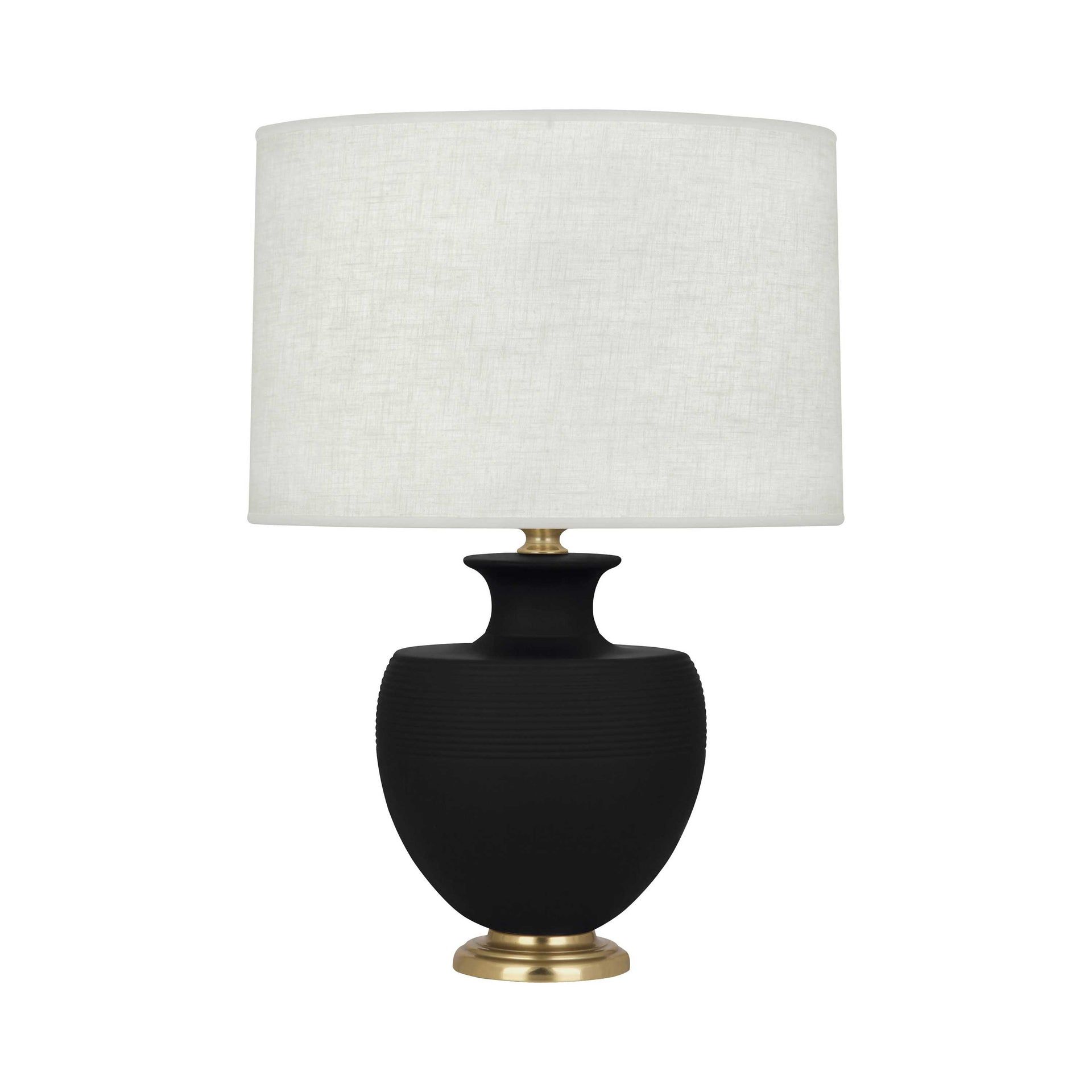 Bronze Ceramic and Steel Table Lamp with Linen Shade