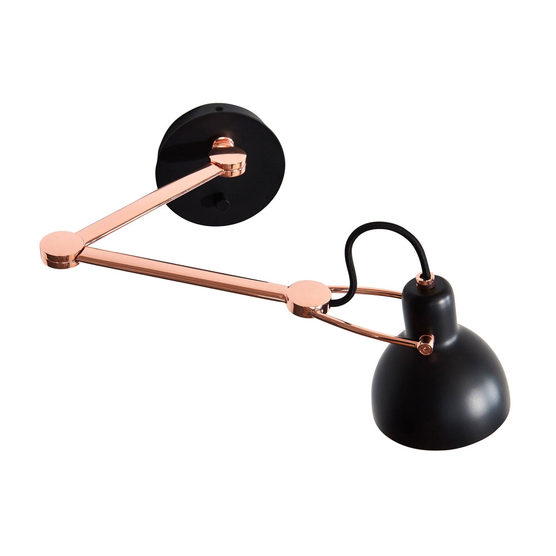 Laito Black and Copper Adjustable Swing Arm Wall Lamp