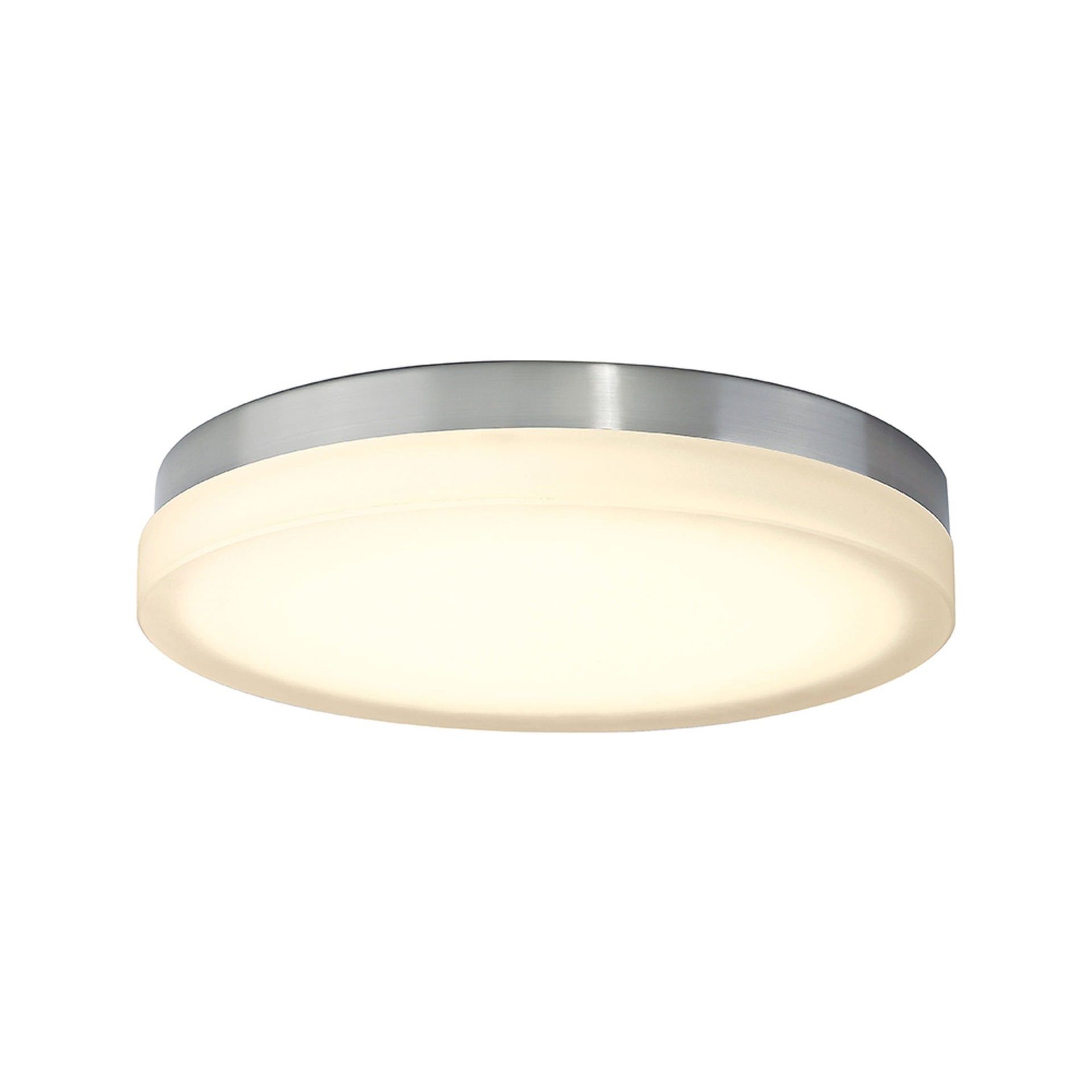 Modern Brushed Nickel LED Flush Mount with Etched Glass