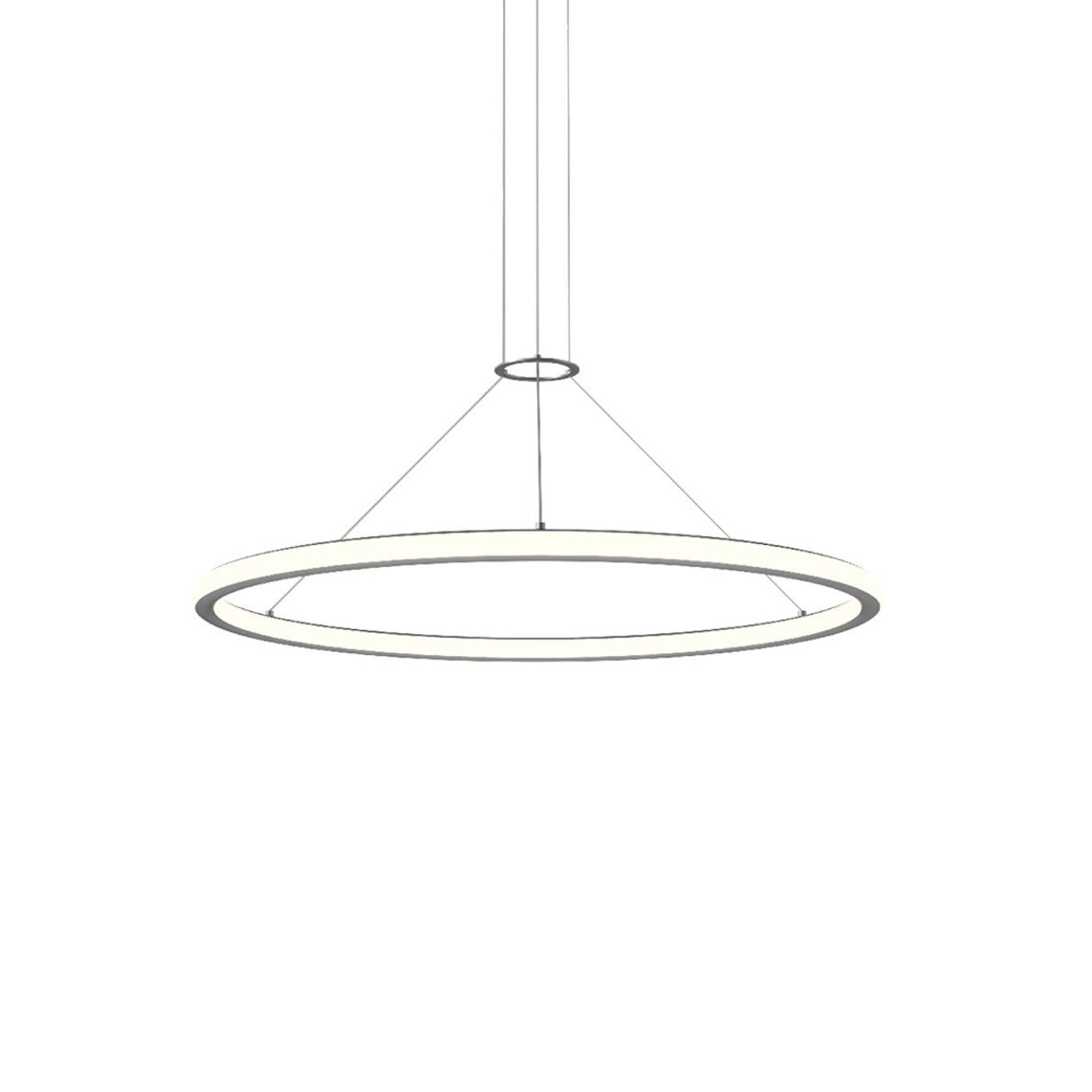 Luna Contemporary 37" LED Round Pendant in Bright Satin Aluminum