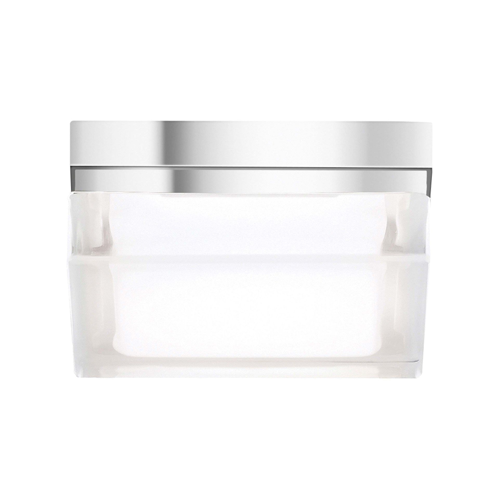 Boxie Square Chrome Flush Mount Ceiling Light with Pressed Glass