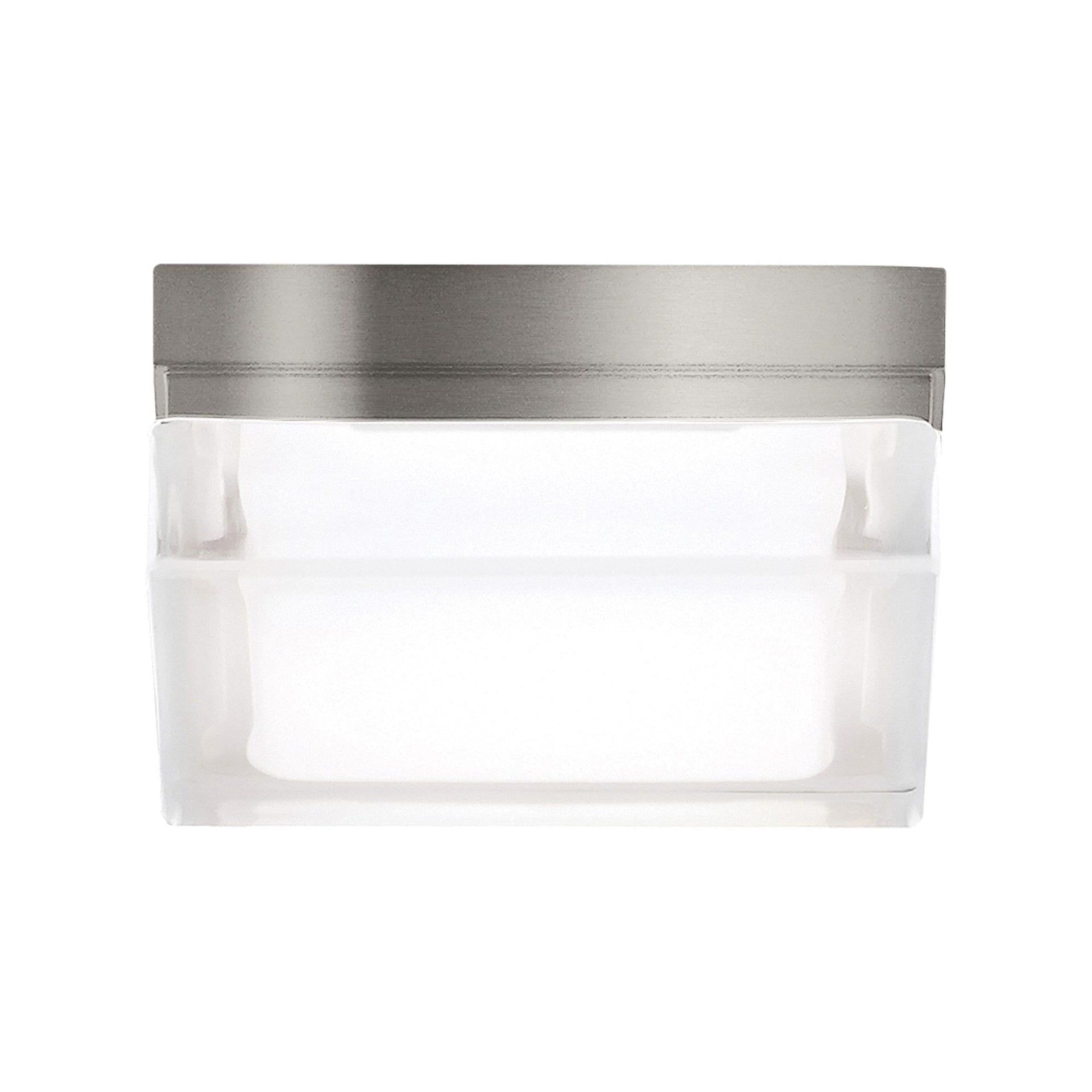 Satin Nickel Glass Indoor/Outdoor LED Flush Mount Light