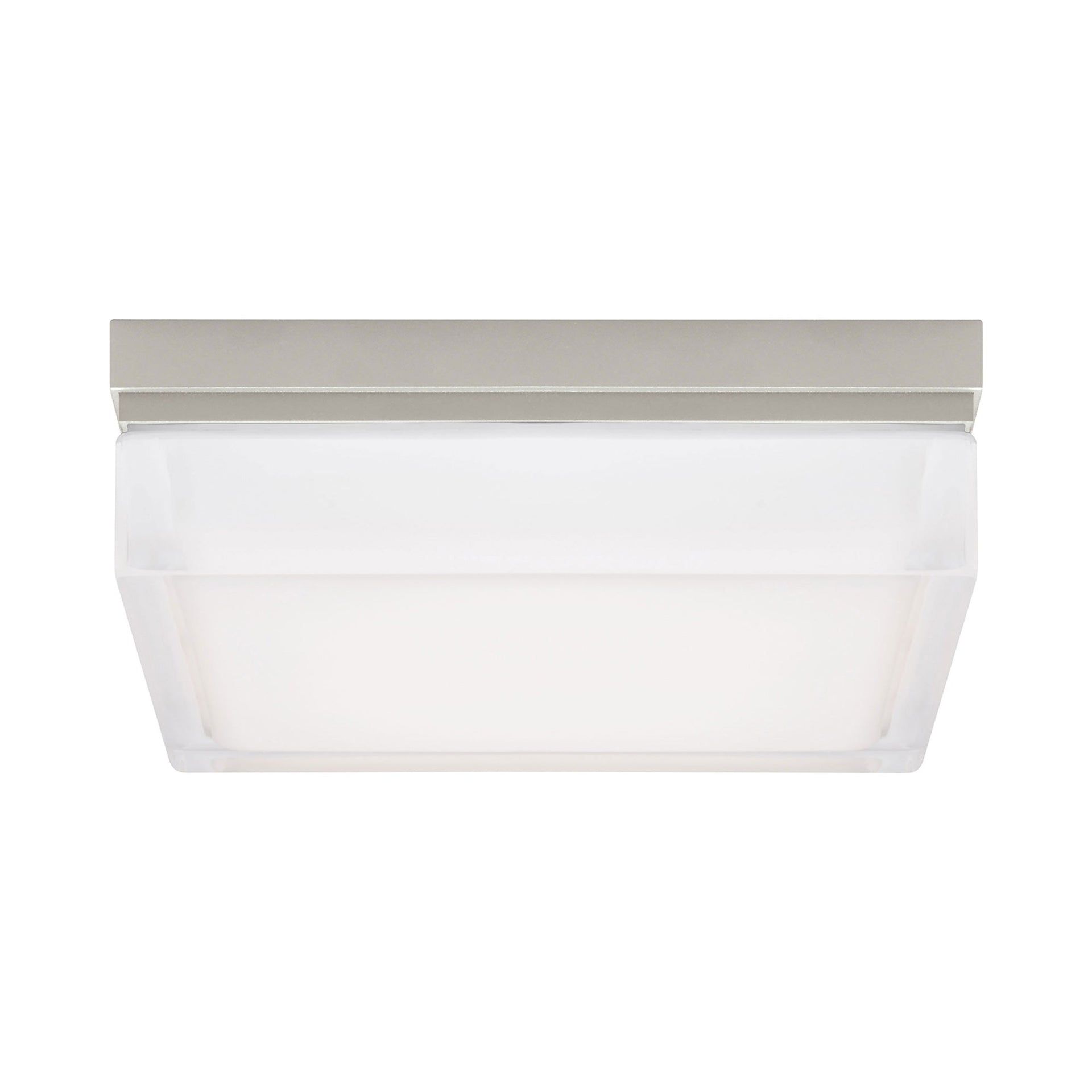 Boxie Large Satin Nickel Square LED Flush Mount with Pressed Glass