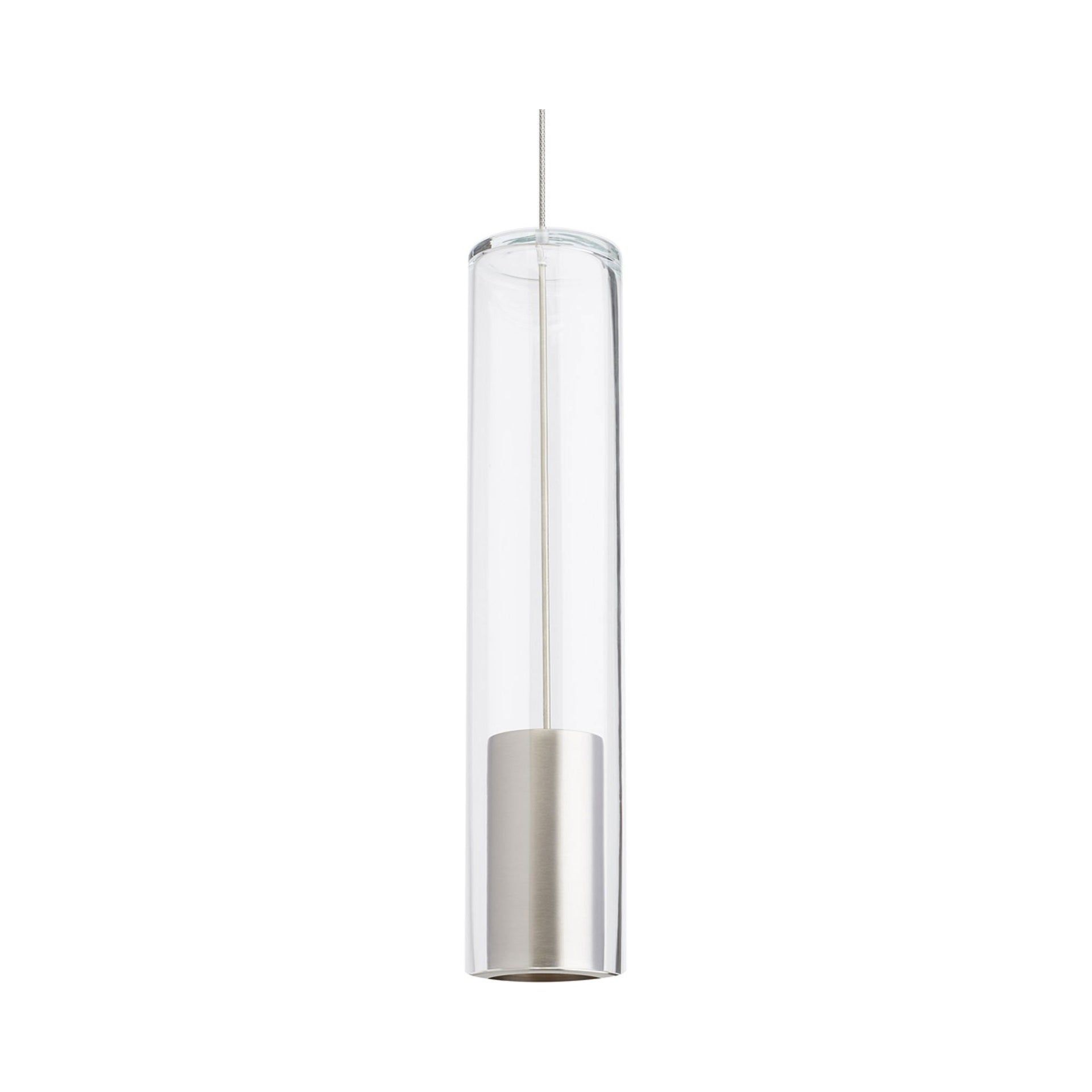 Captra Satin Nickel Mini LED Pendant Light with Clear Glass Shade
