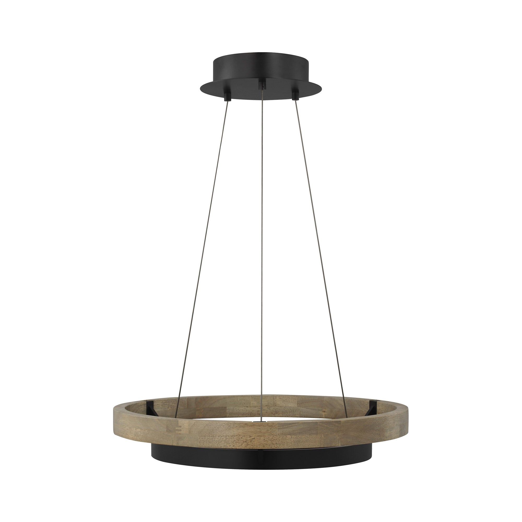 Matte Black and Weathered Oak LED Chandelier