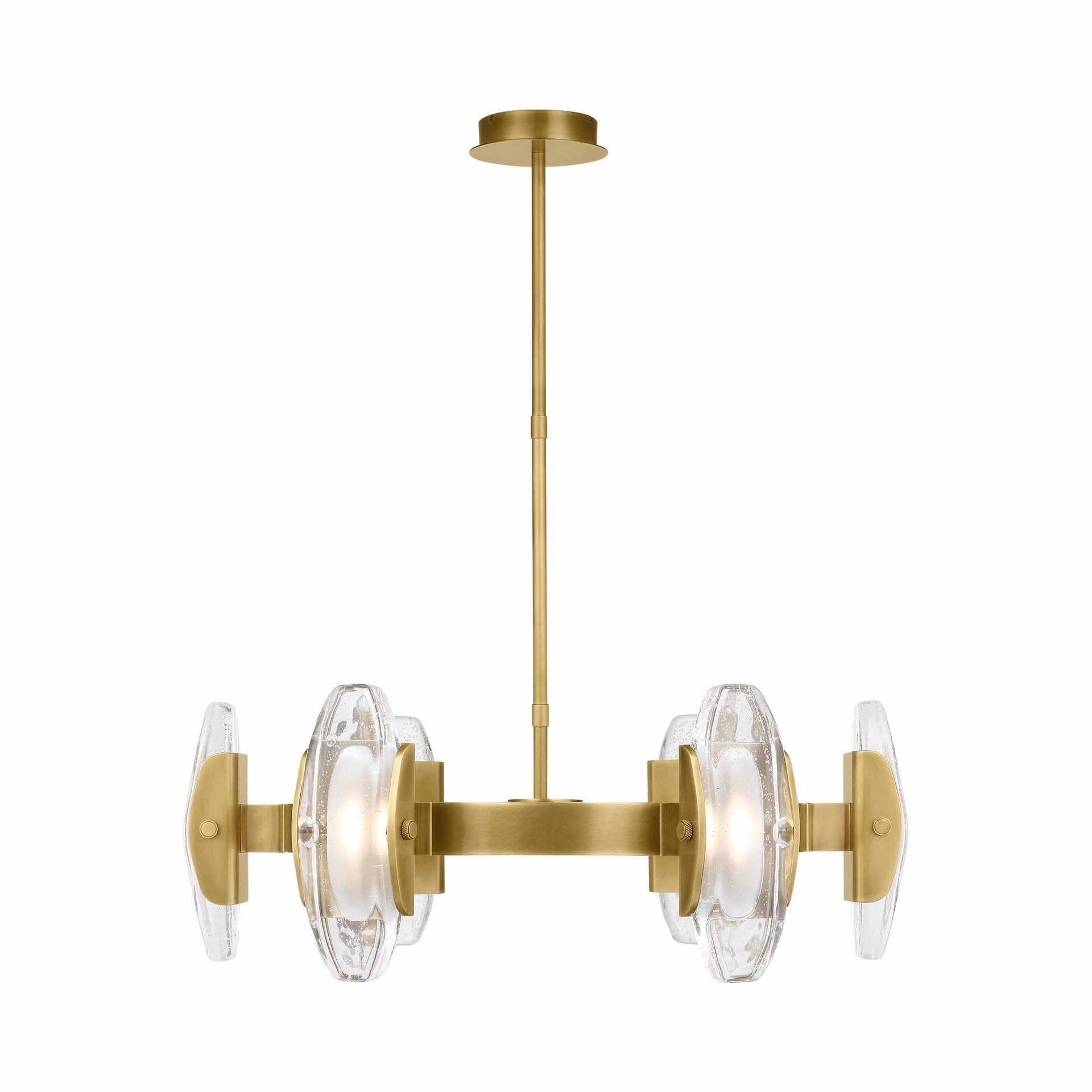 Wythe Medium Plated Brass and Glass LED Chandelier