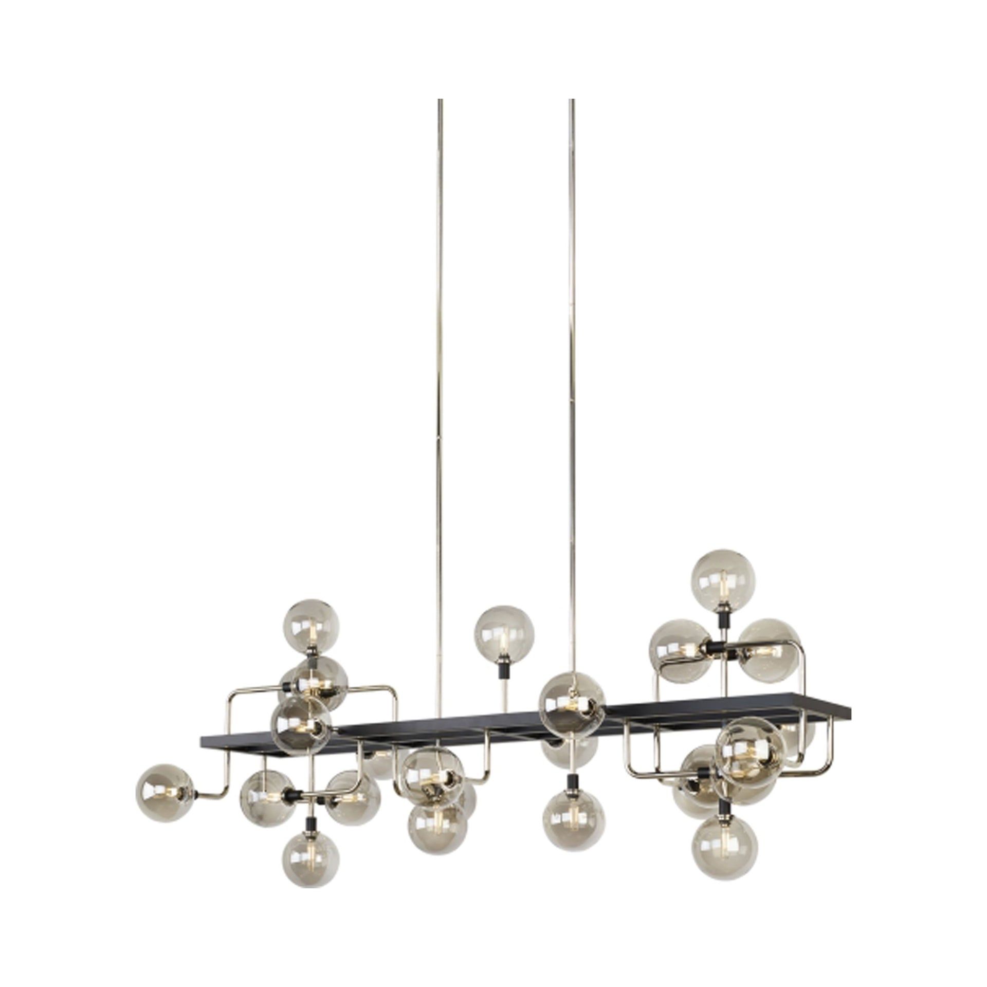 Polished Nickel 25-Light Sputnik Chandelier with Smoke Glass Shades