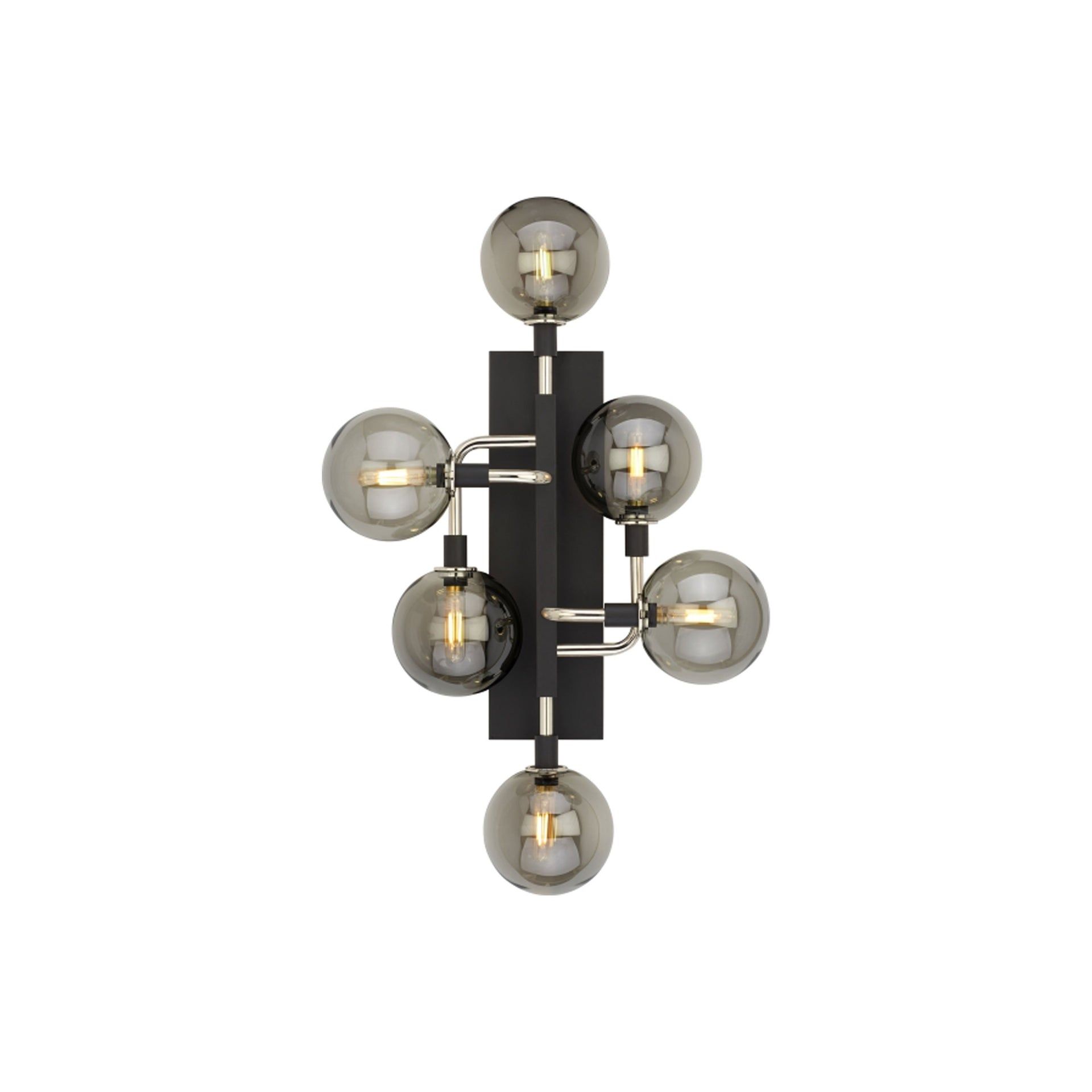 Celestial Nickel 6-Light LED Sconce with Smoke Glass Shades