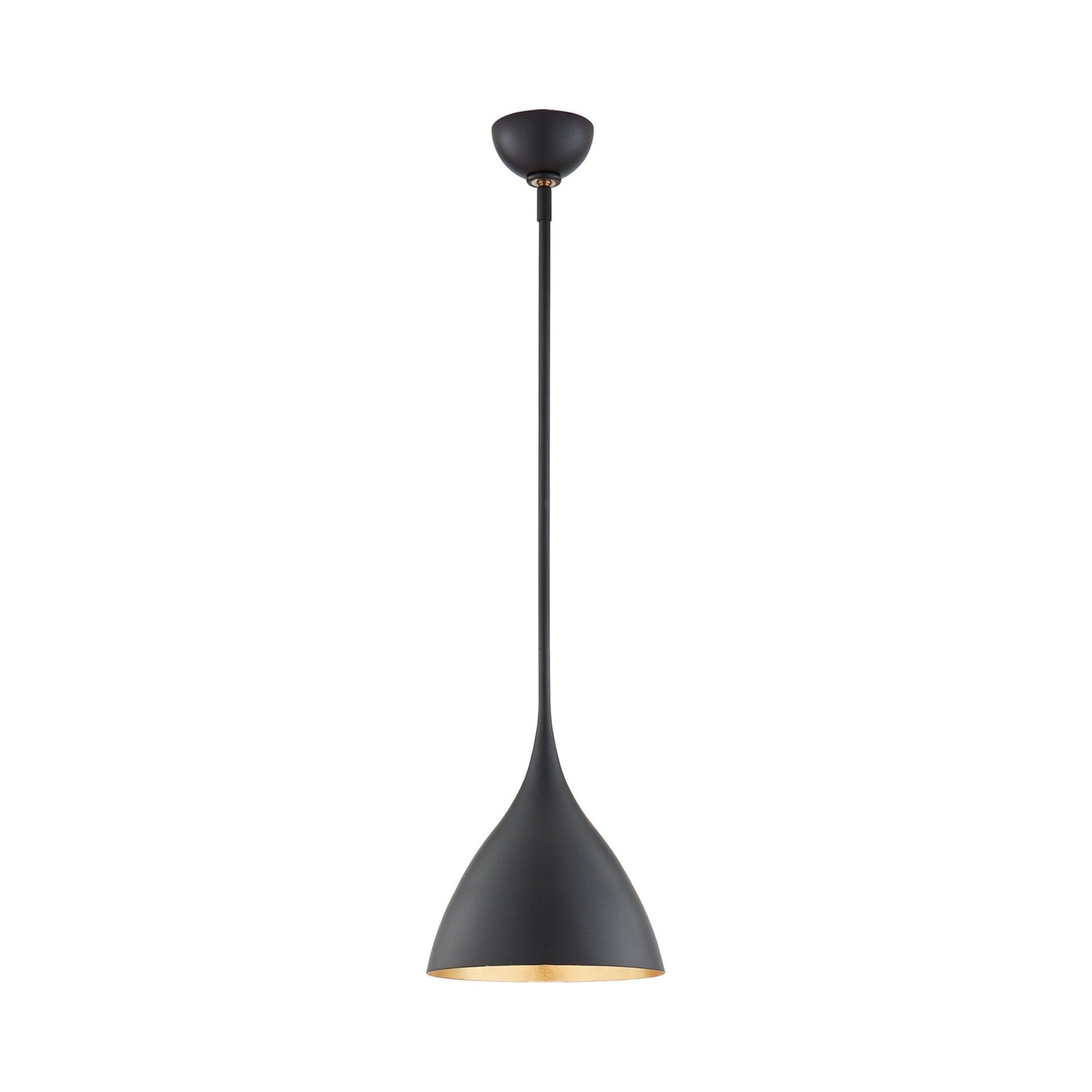 Matte Black and Gold 13.5" Metal Pendant Light
