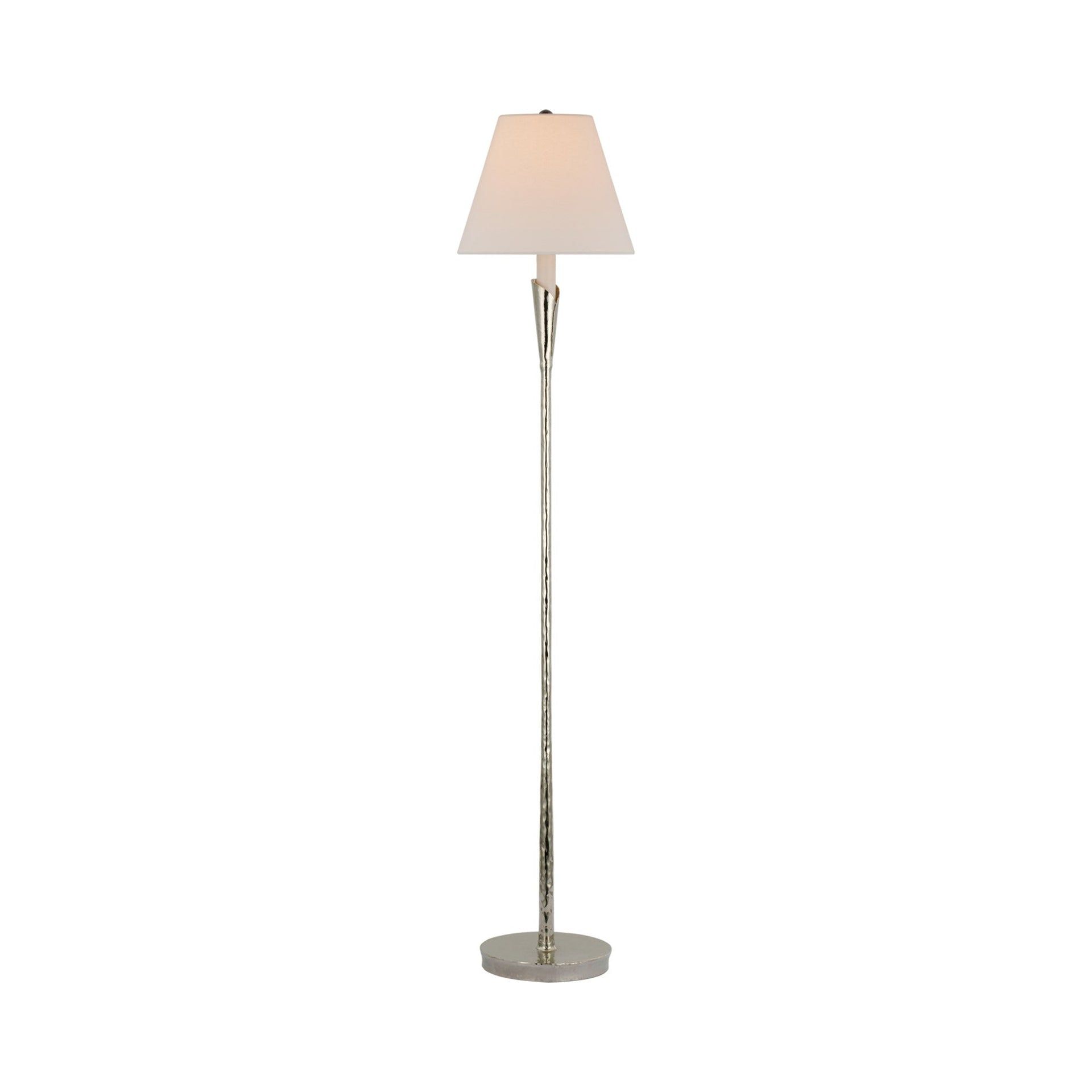 Aiden Polished Nickel Adjustable Outdoor Floor Lamp with Linen Shade