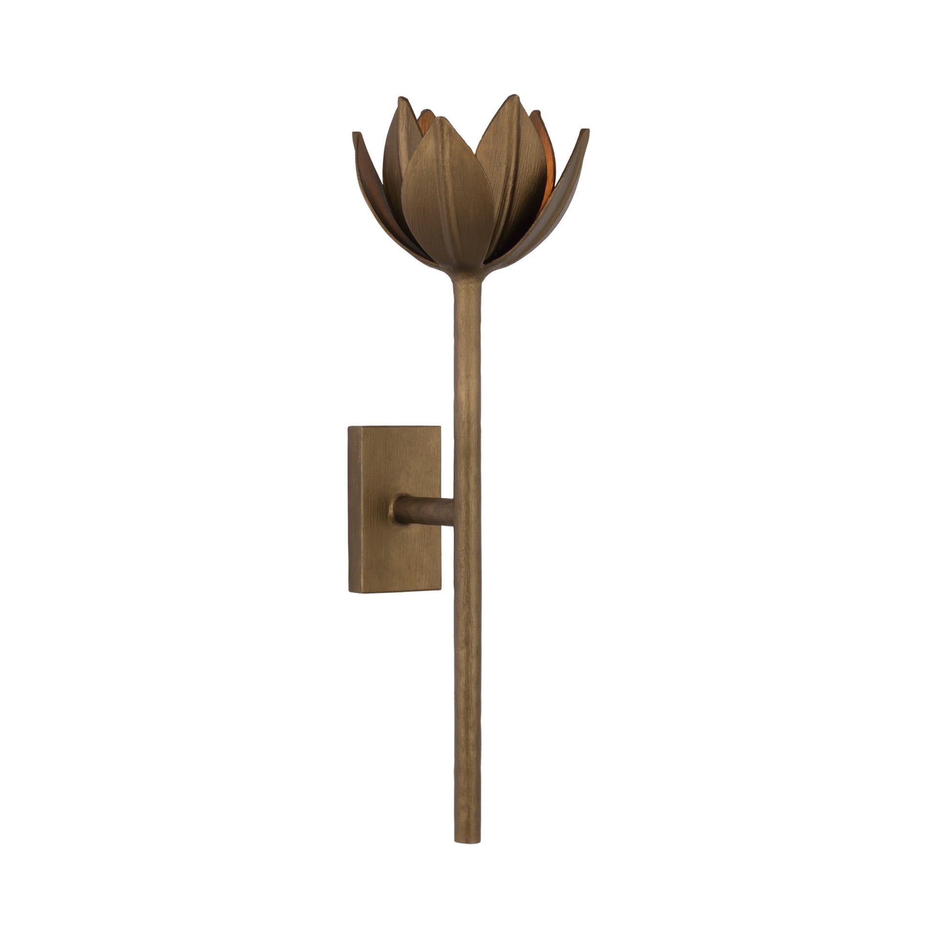 Bronze Floral Dimmable Wall Sconce with Water Lily Detail