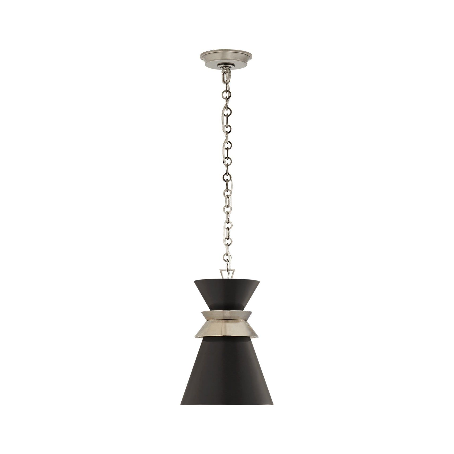 Alborg 15" Matte Black and Antique Nickel Pendant Light