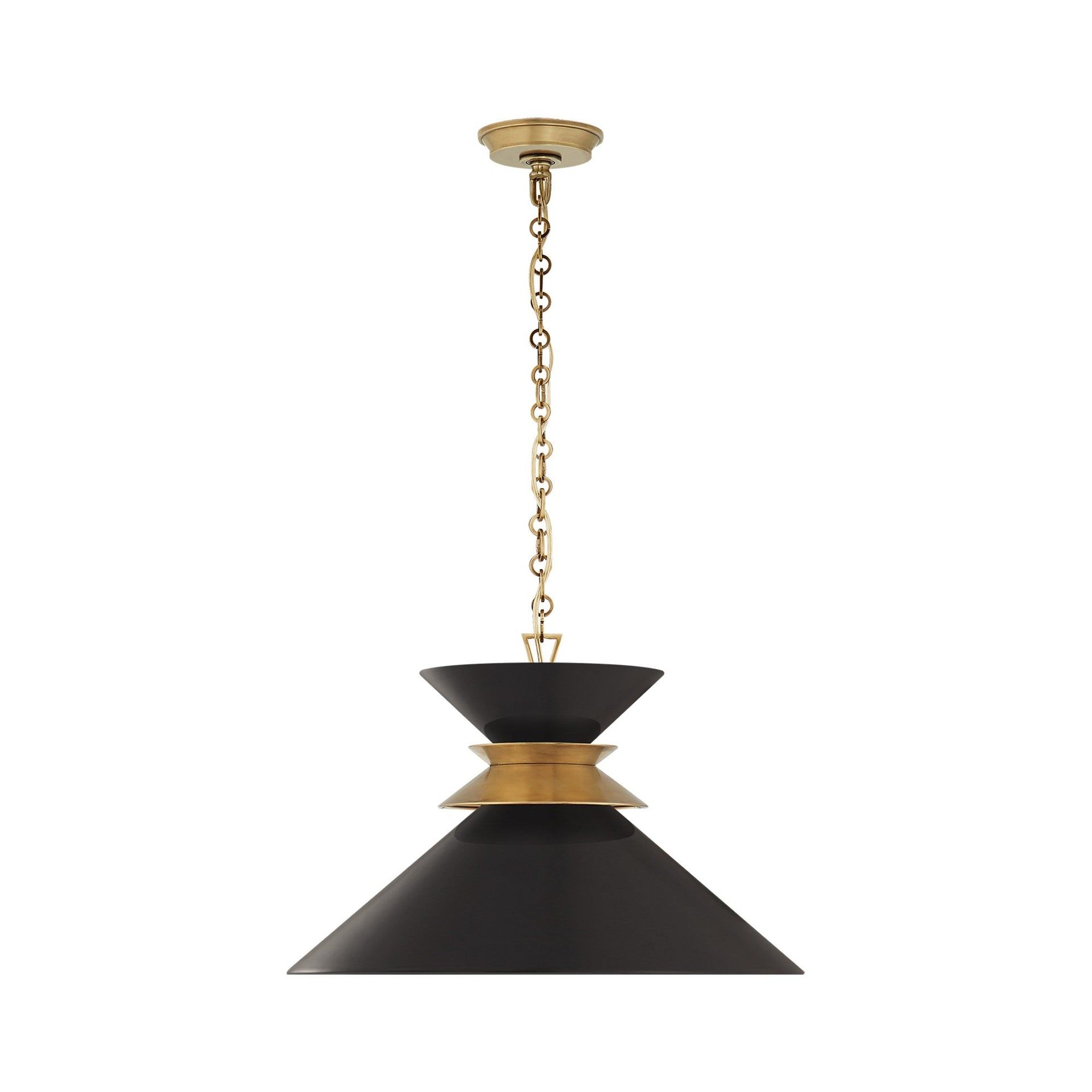 Antique Brass and Matte Black Geometric Pendant Light