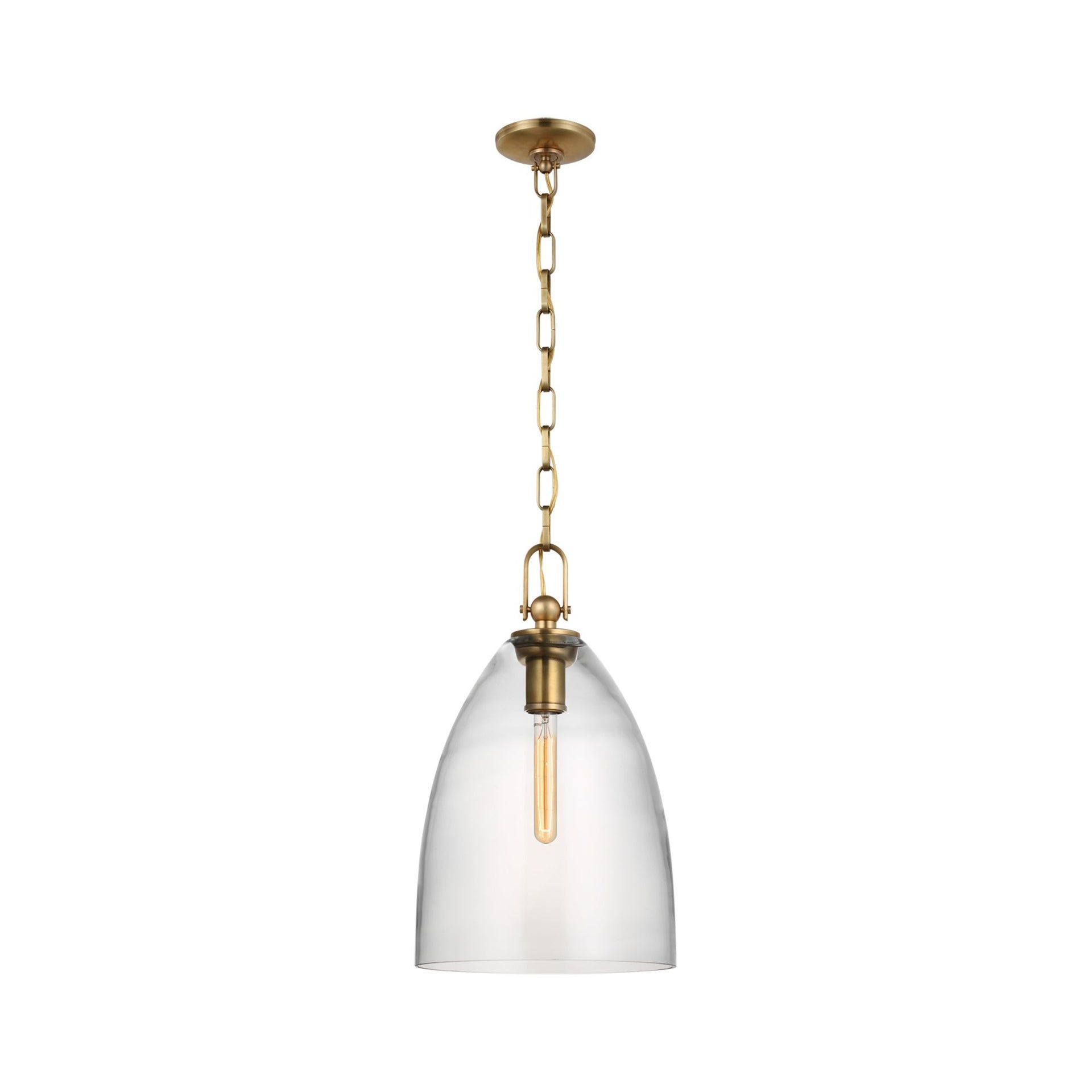 Andros Tulip-Shaped Glass Pendant Light in Polished Nickel