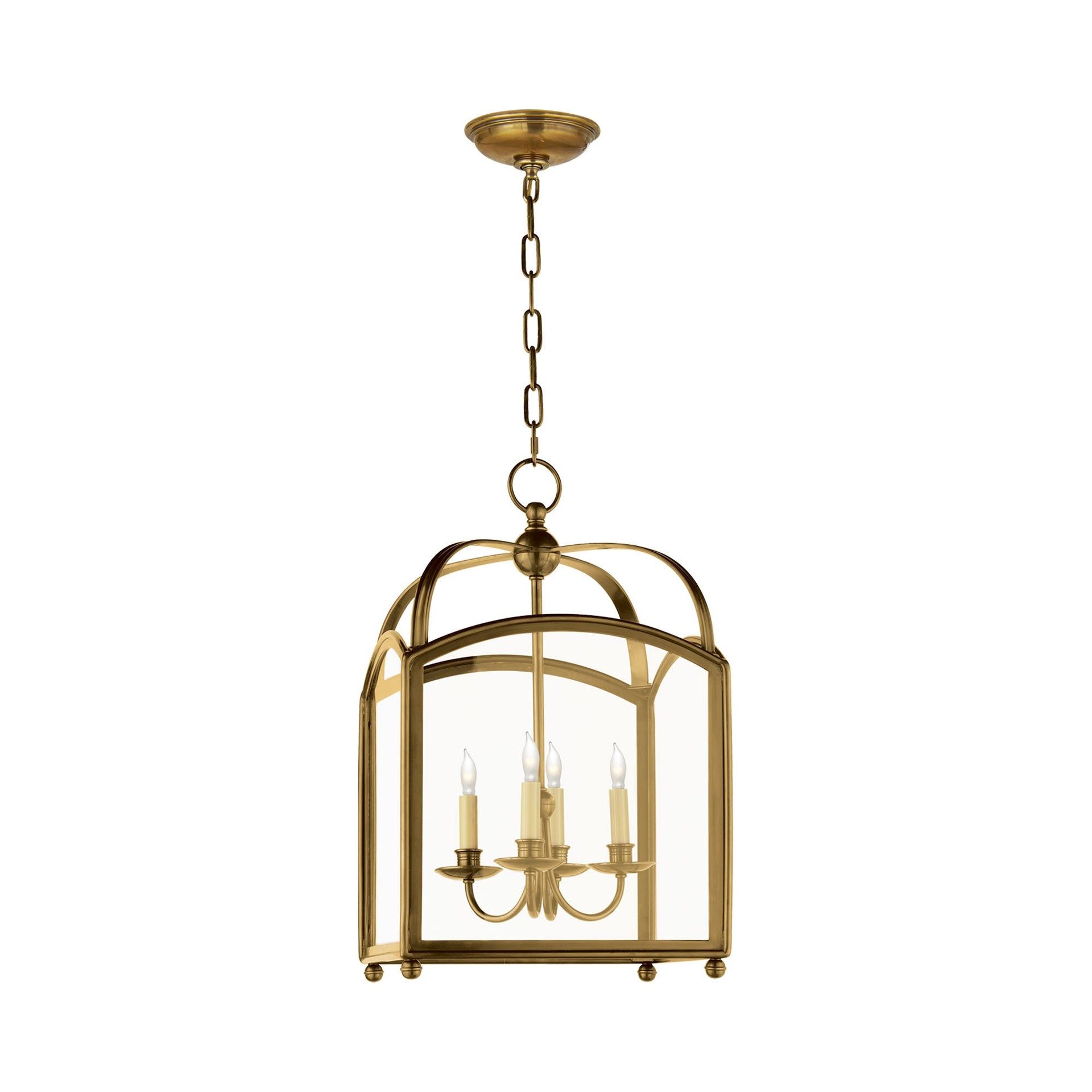 Antique-Burnished Brass and Glass 24" Indoor/Outdoor Lantern