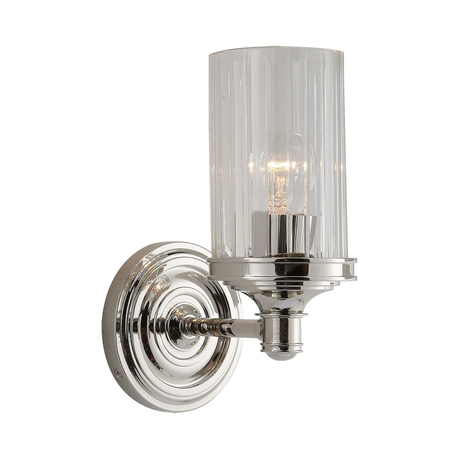 Ava Sleek Prismatic Nickel 9.25" Wall Sconce, Dimmable & Damp Rated