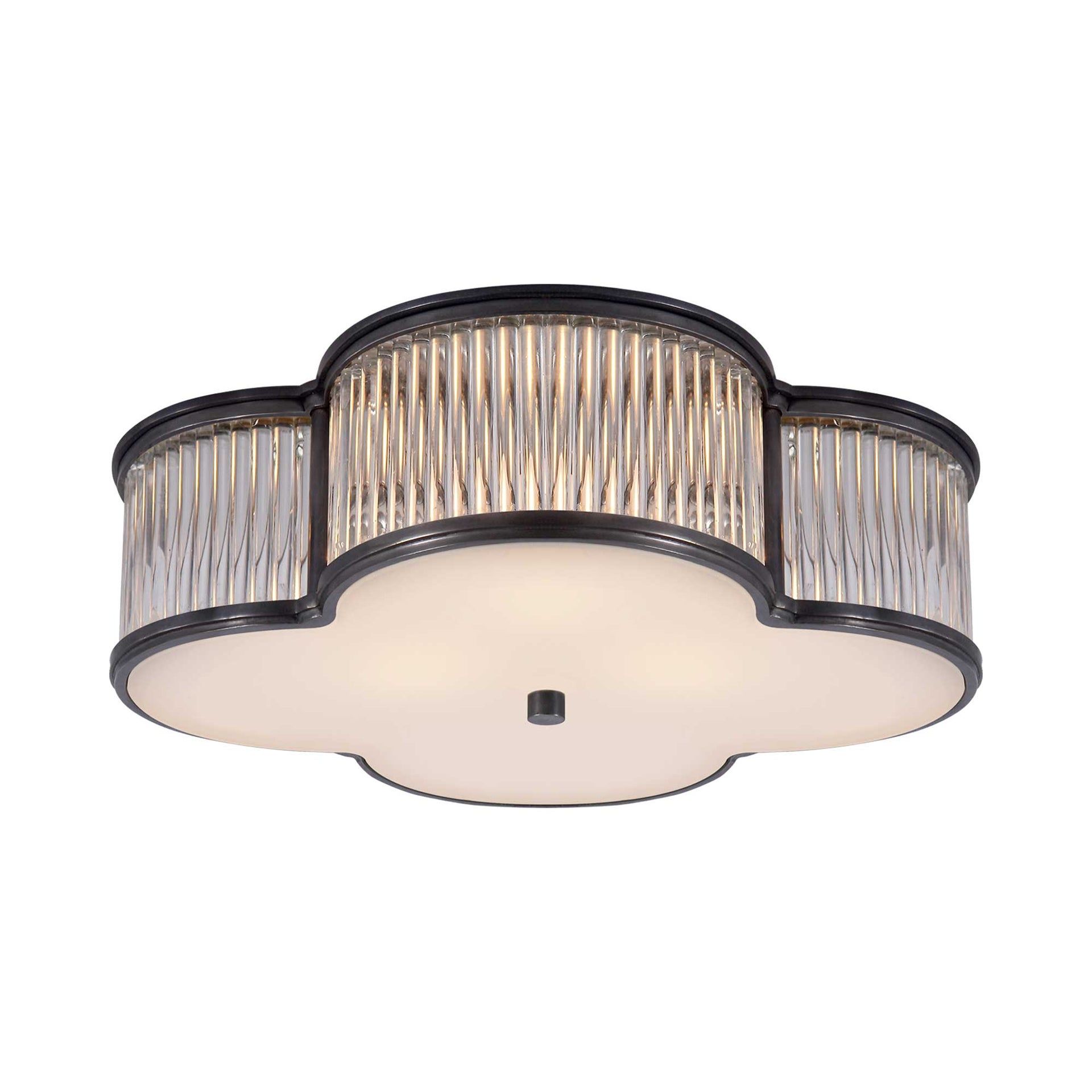 Basil Gun Metal and Clear Glass 17" Flush Mount Light