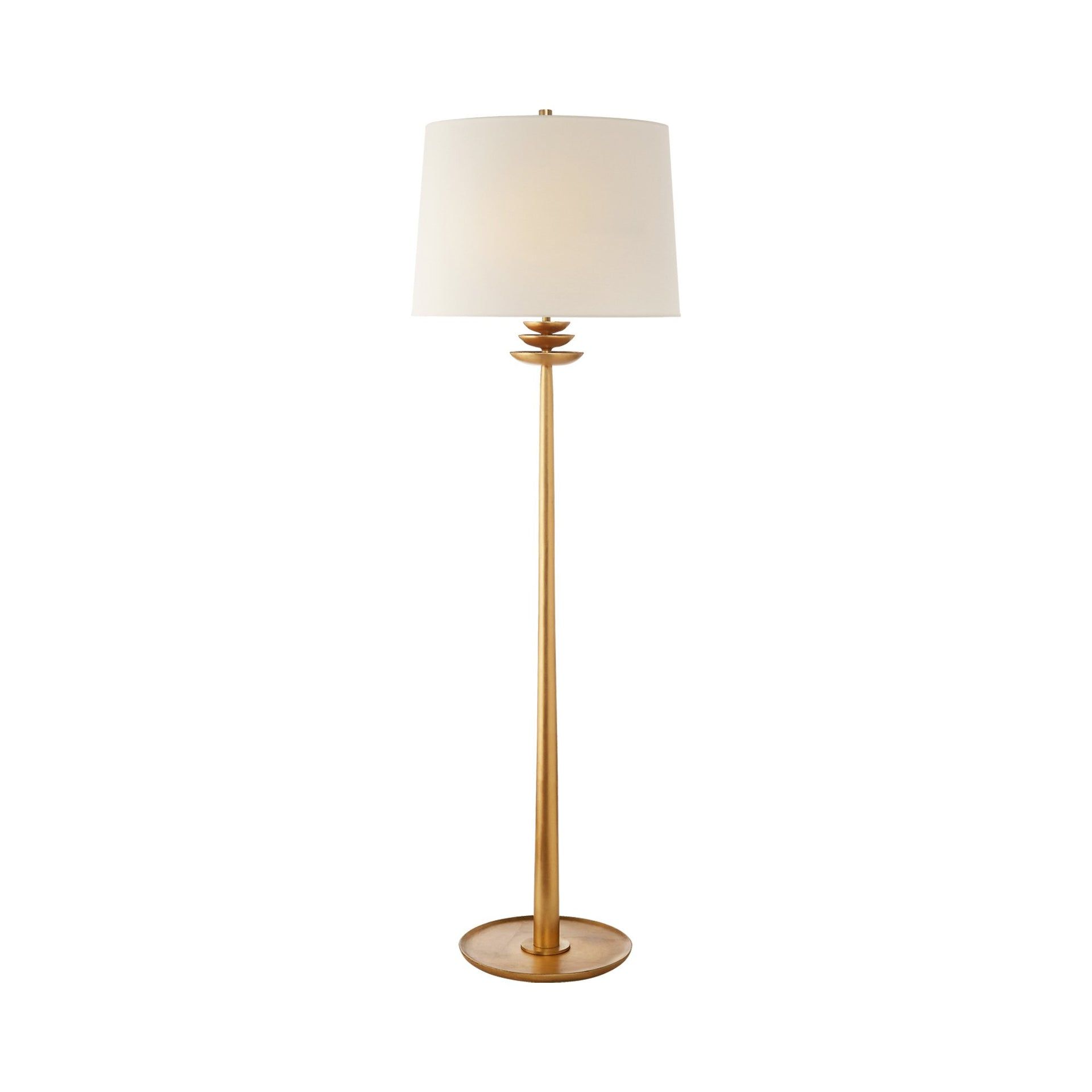 Beaumont Adjustable 62.75'' Outdoor Floor Lamp in Gild with Linen Shade