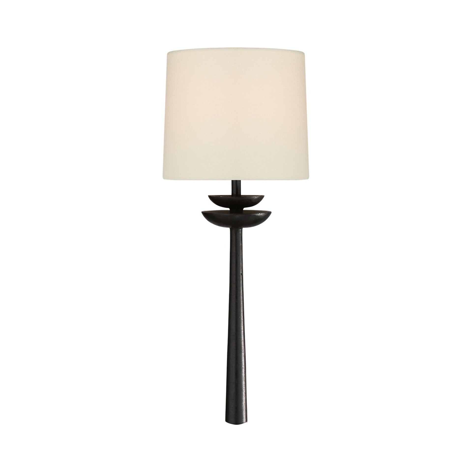 Beaumont Pagoda-Inspired Black Metal Wall Sconce with Linen Shade