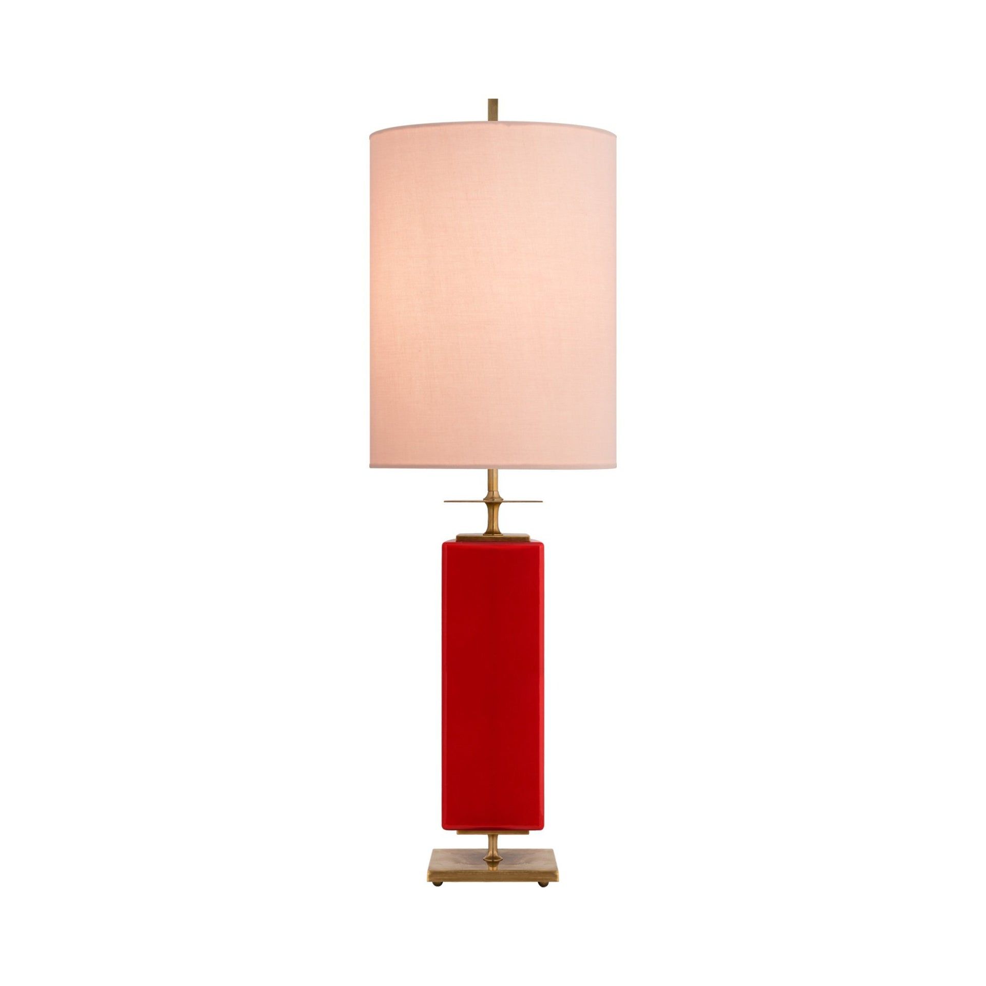 Maraschino Cherry Wood Adjustable Outdoor Table Lamp with Pink Linen Shade