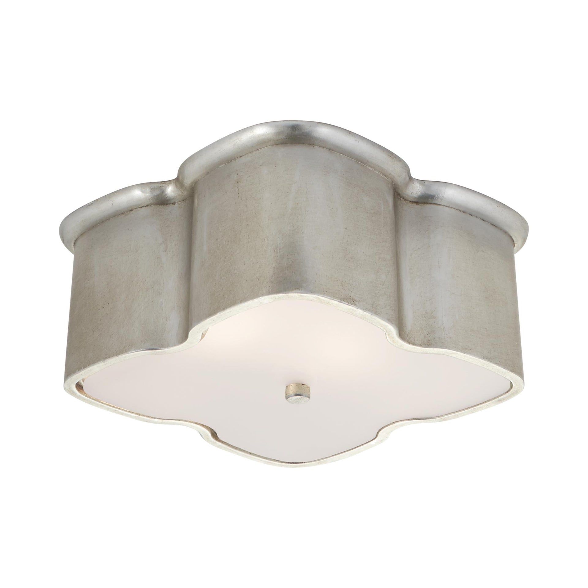 Bolsena Frosted Glass Burnished Silver Leaf Flush Mount Light