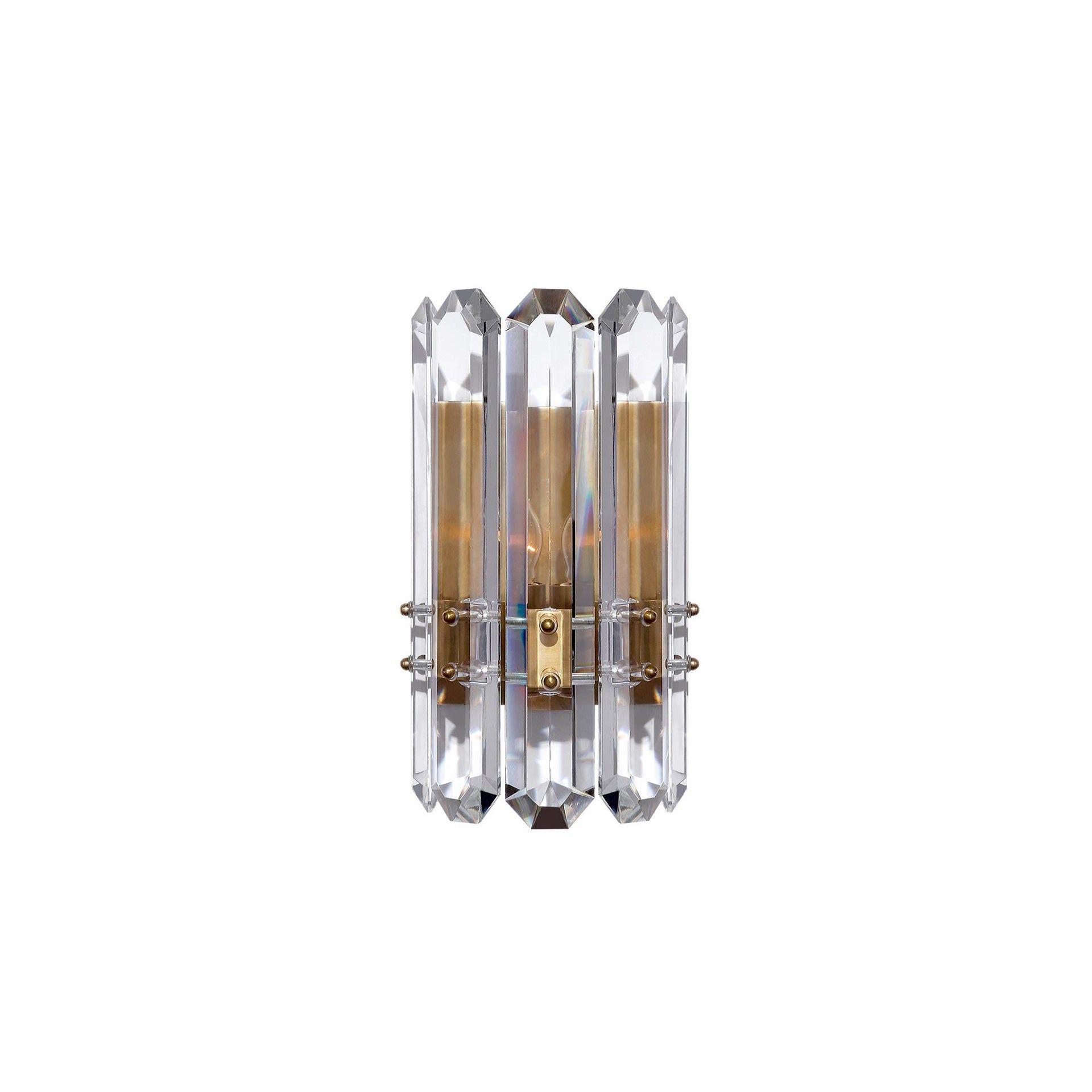 Hand-Rubbed Antique Brass Crystal Wall Sconce