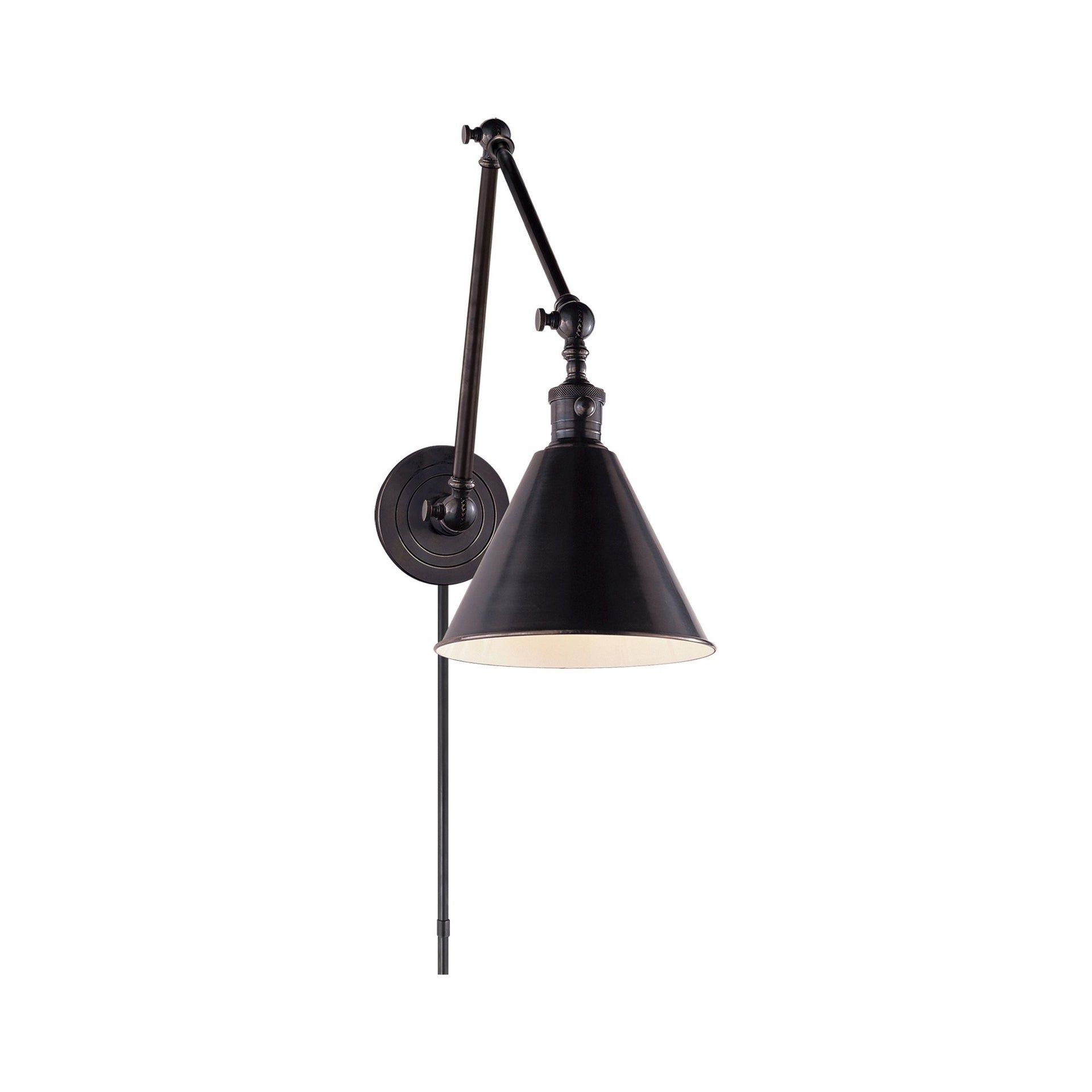 Sophisticated Bronze and Black Swing Arm Library Lamp