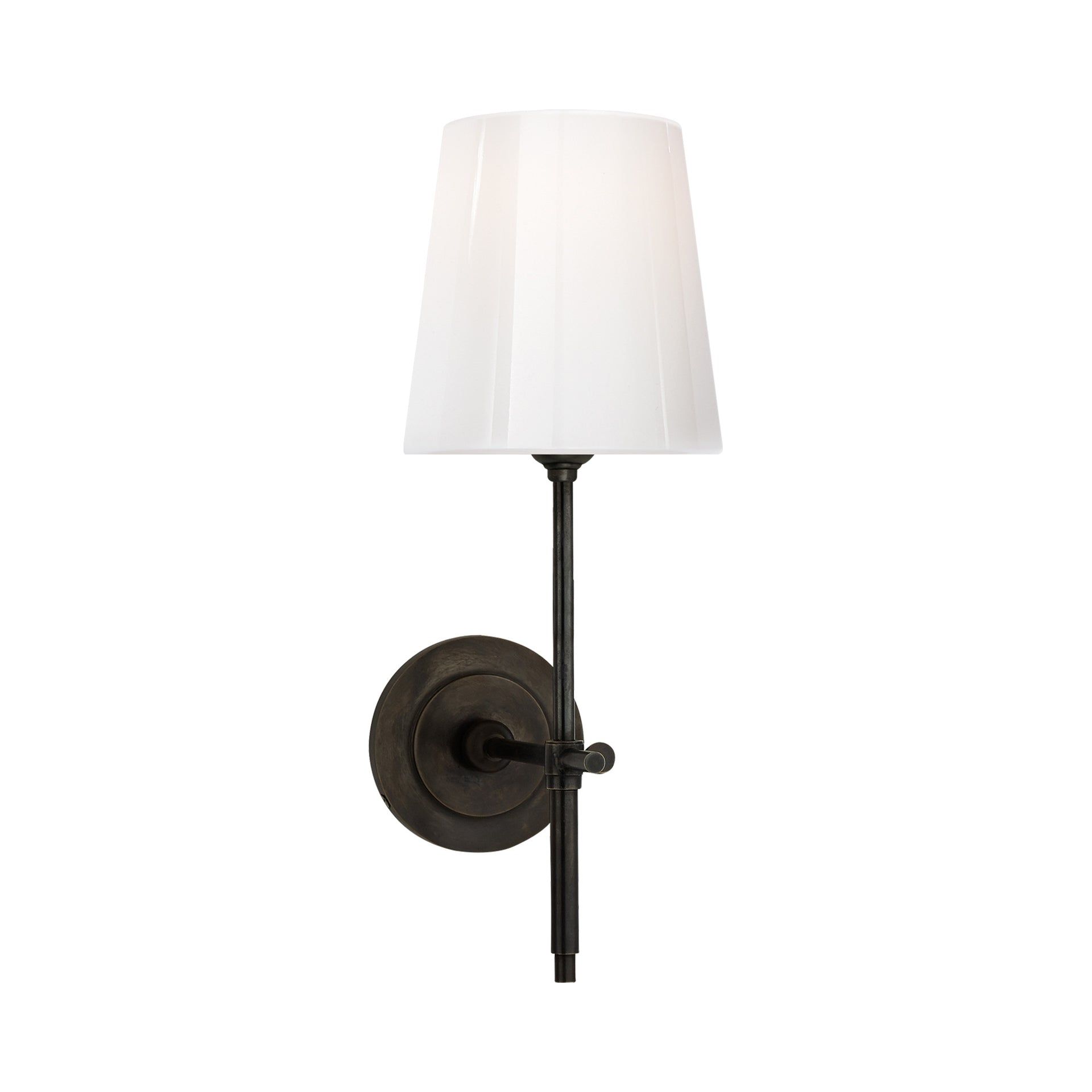 Bryant Bronze and Black 14.5" Brass Wall Sconce with White Glass Shade