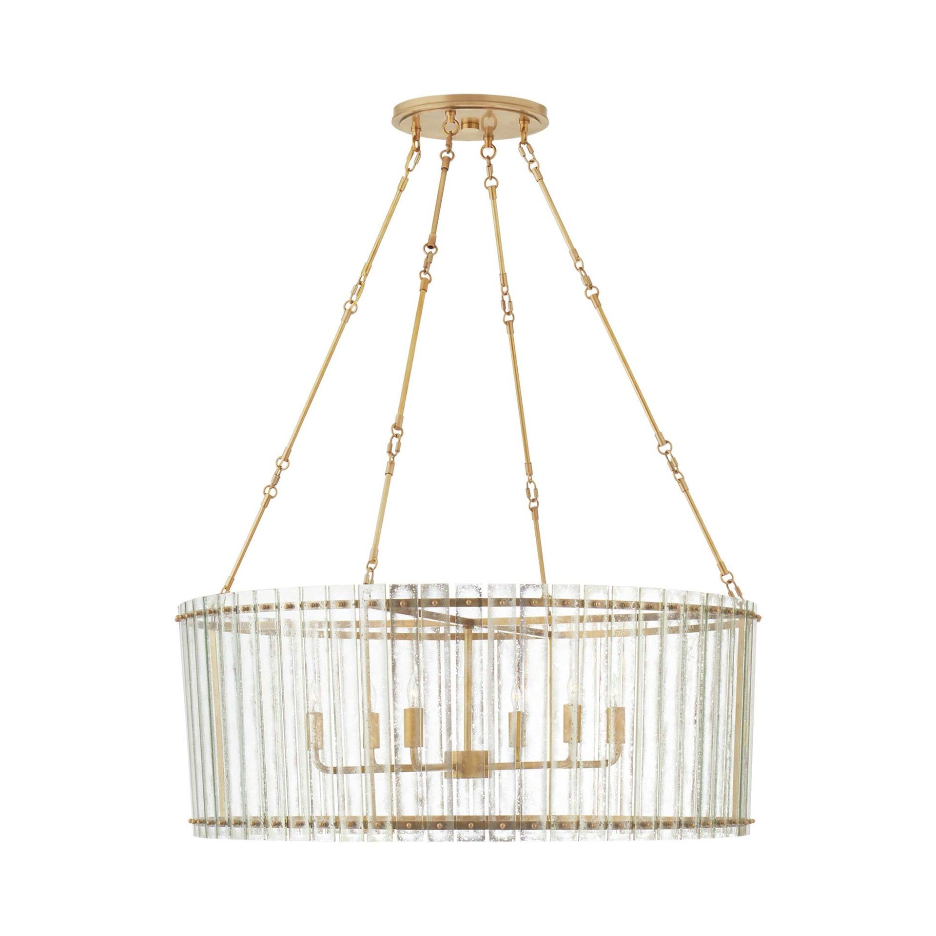 Antique Brass and Crystal 6-Light Candle Chandelier