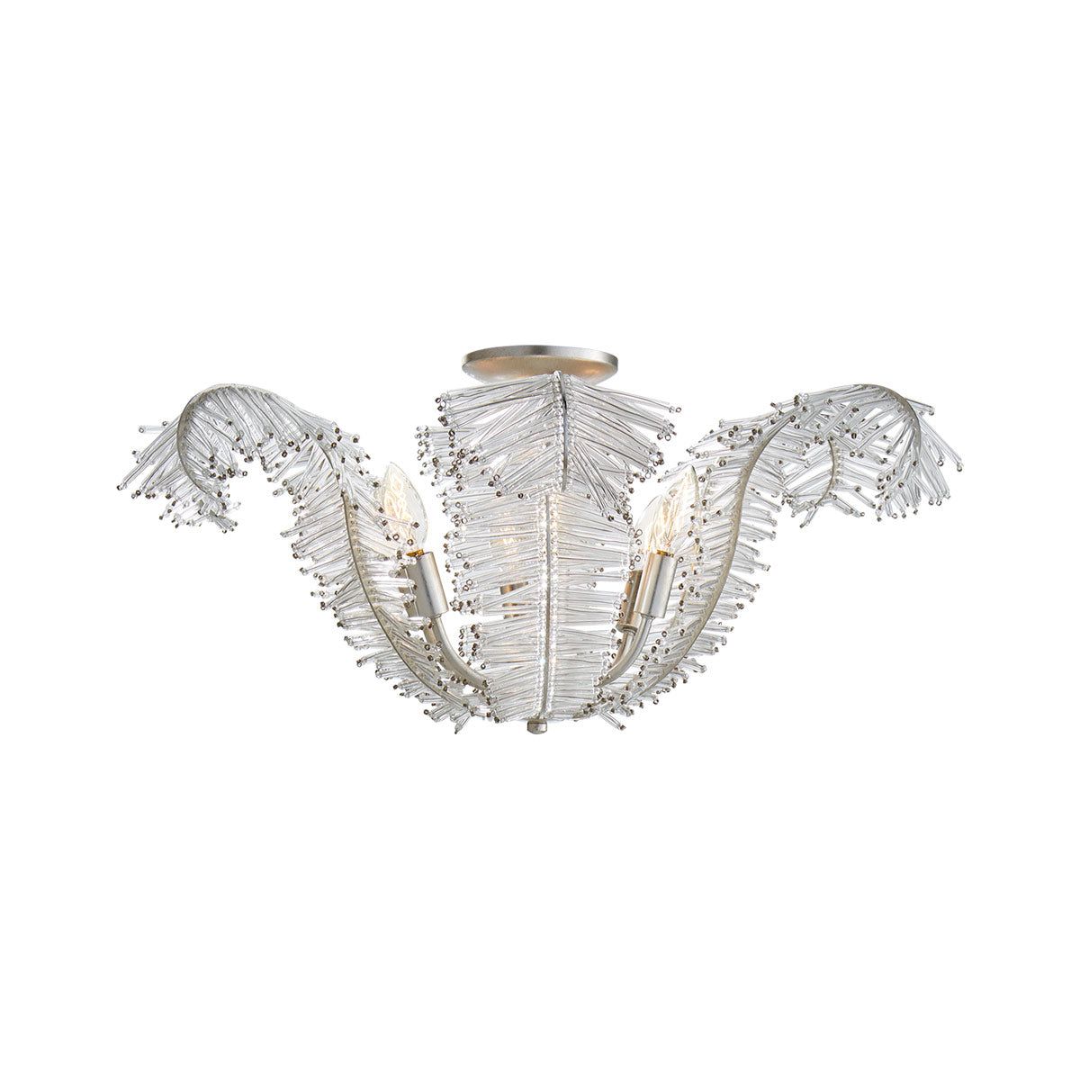 Calais Burnished Silver Leaf 6-Light Glass Semi Flush Mount