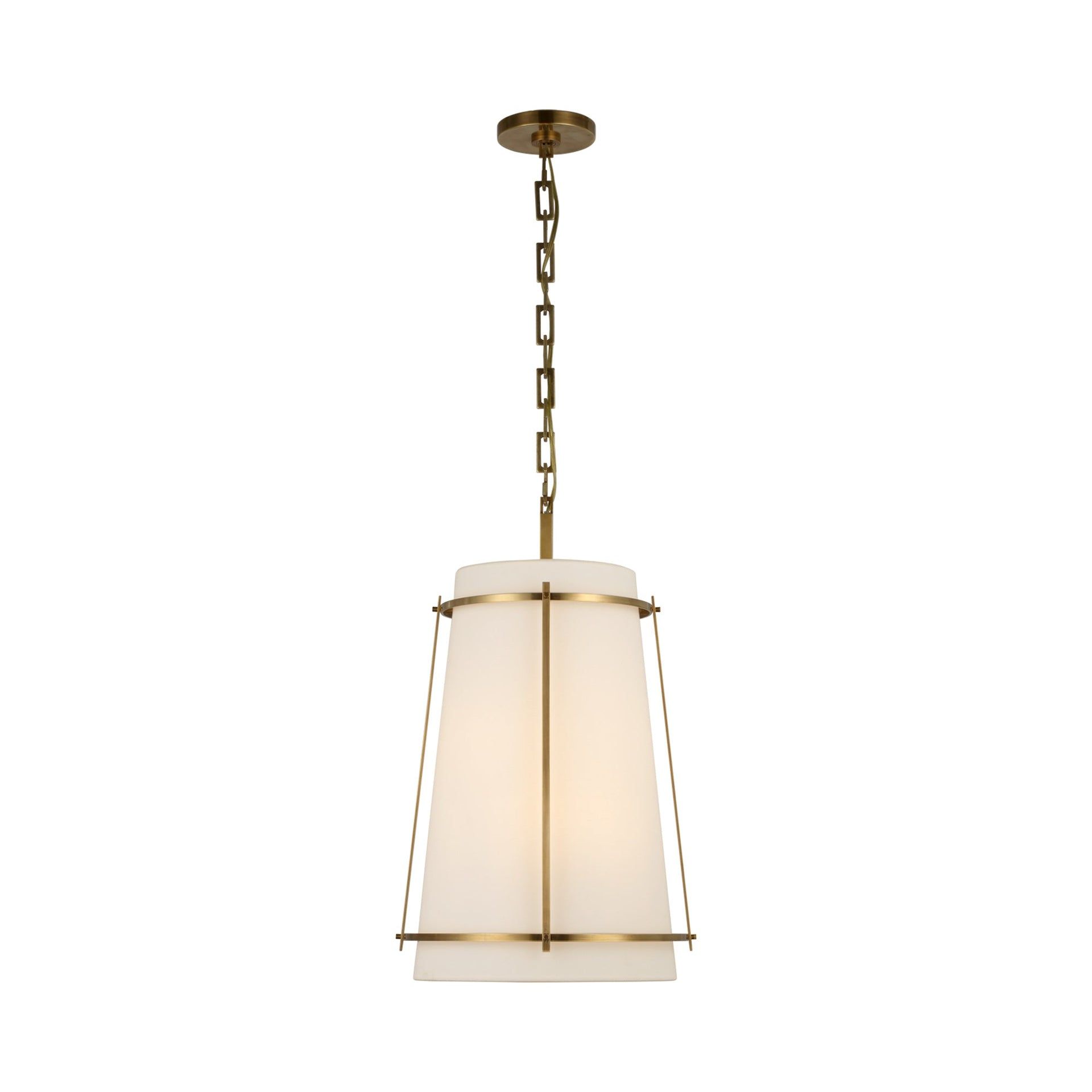 Callaway Modern Industrial Cage Pendant Light in Hand-Rubbed Antique Brass