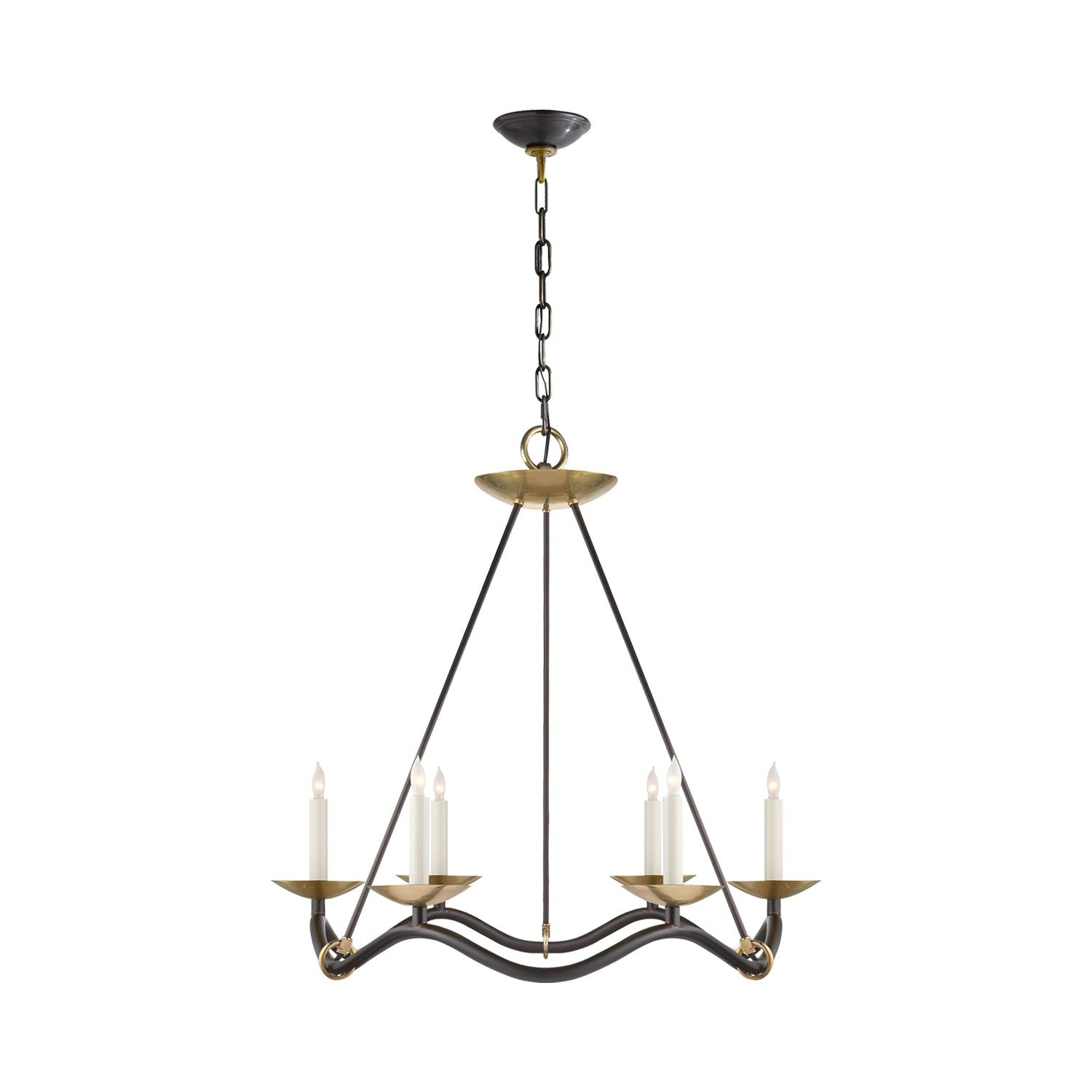 Goralnick Nickel Crystal 6-Light Candle Chandelier, 30"x28"