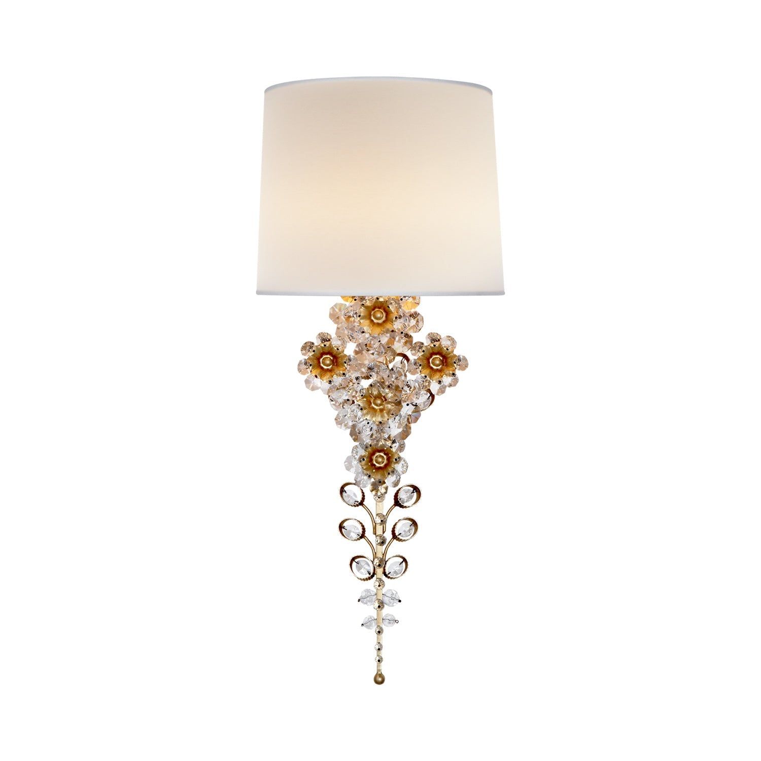 Gold Direct Wired Electric Sconce with Linen Shade