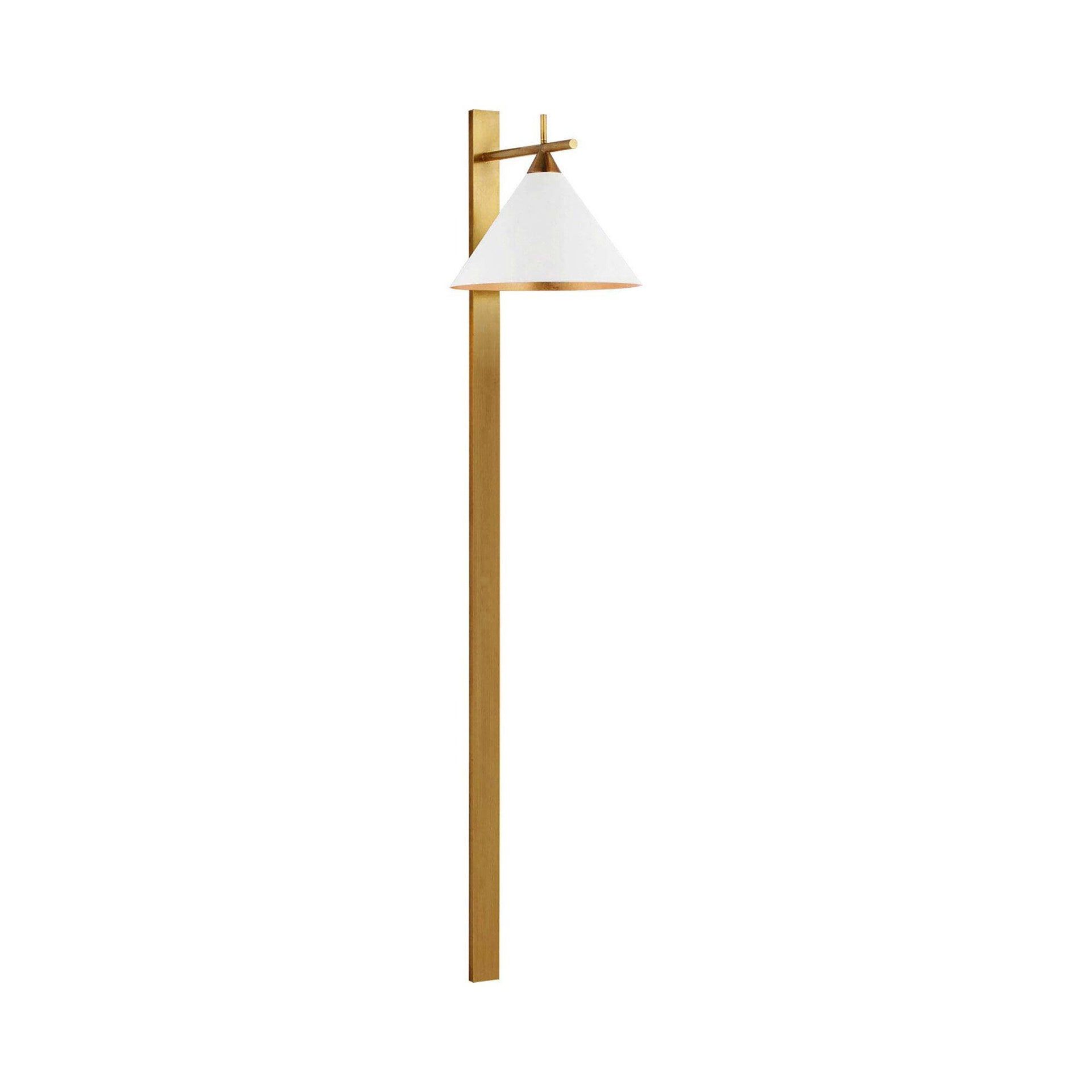 Cleo Tall Linear Black and Brass LED Sconce with Matte White Shade