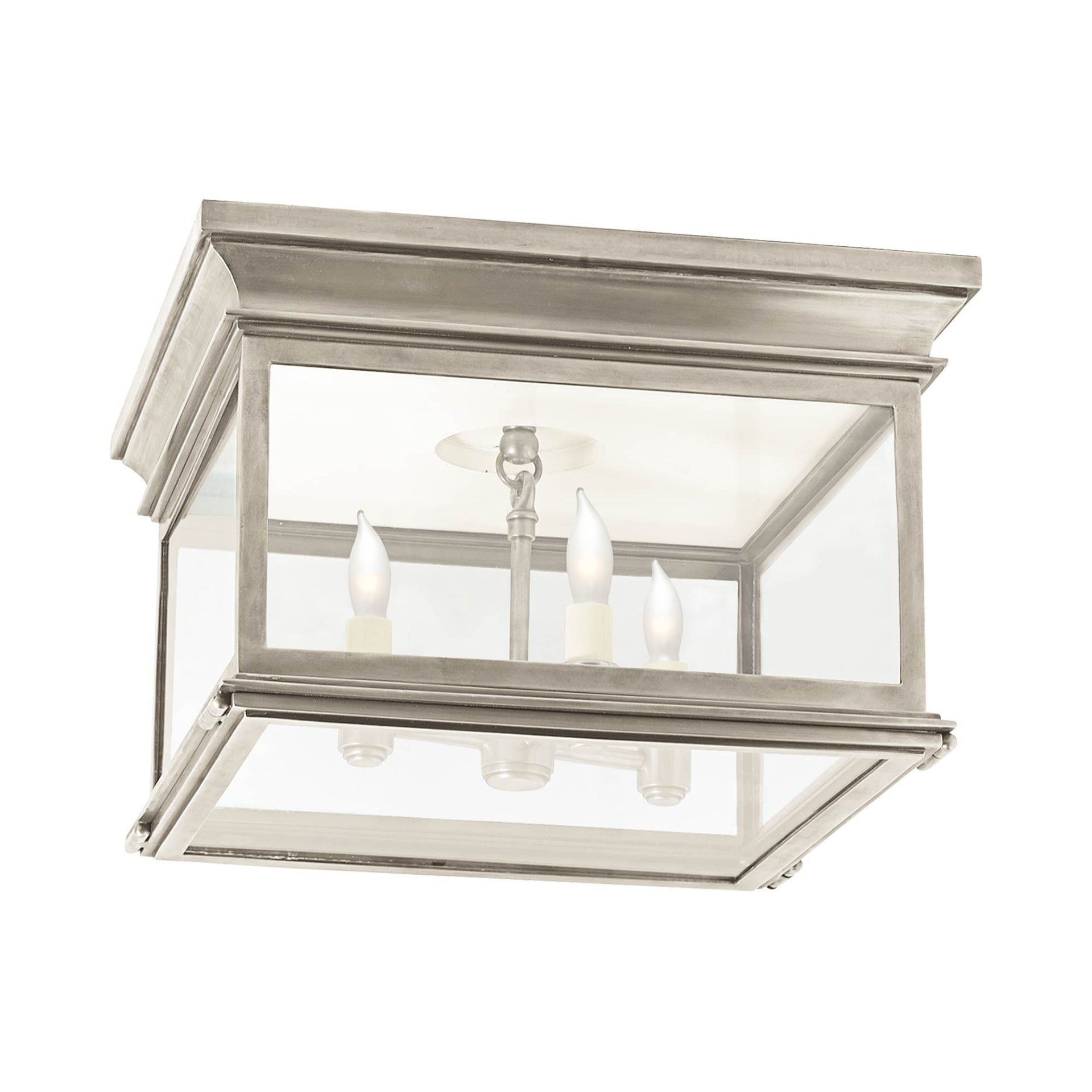 Elegant Polished Nickel 3-Light Flush Mount with Glass Panels