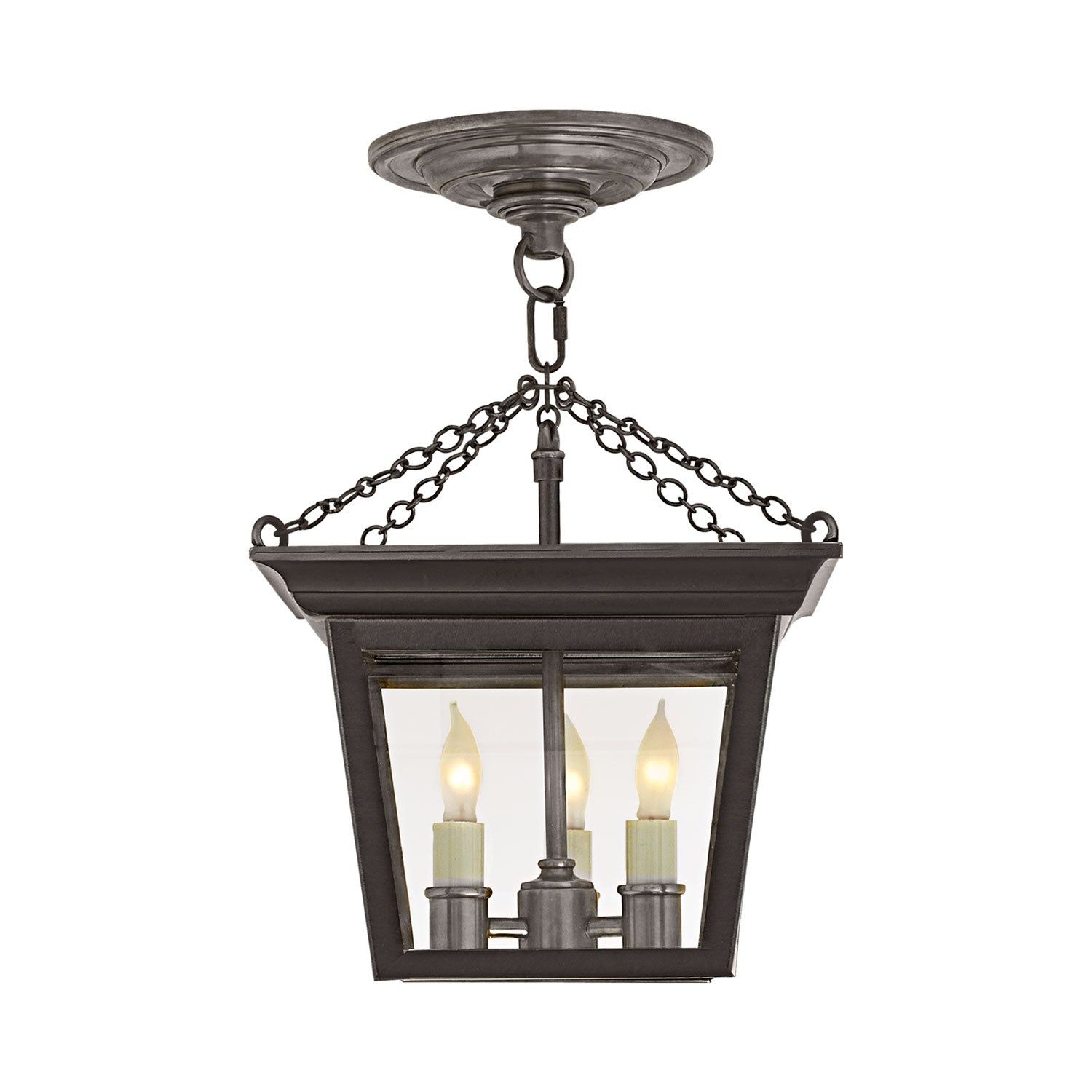 Blackened Rust Glass 3-Light Indoor/Outdoor Pendant