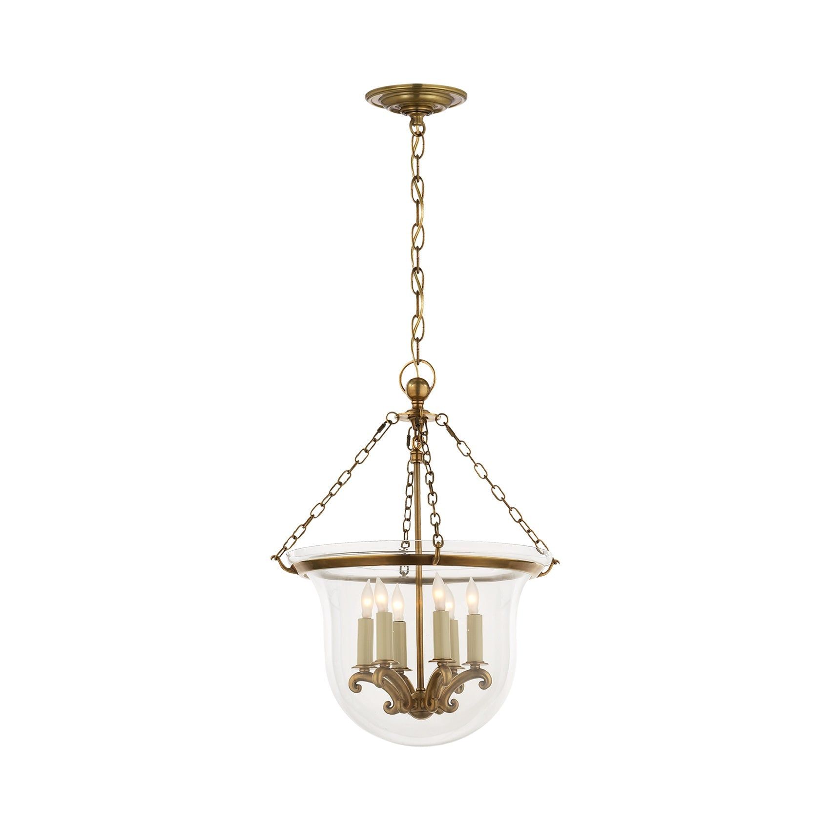 Antique-Burnished Brass 21" Glass Jar Chandelier