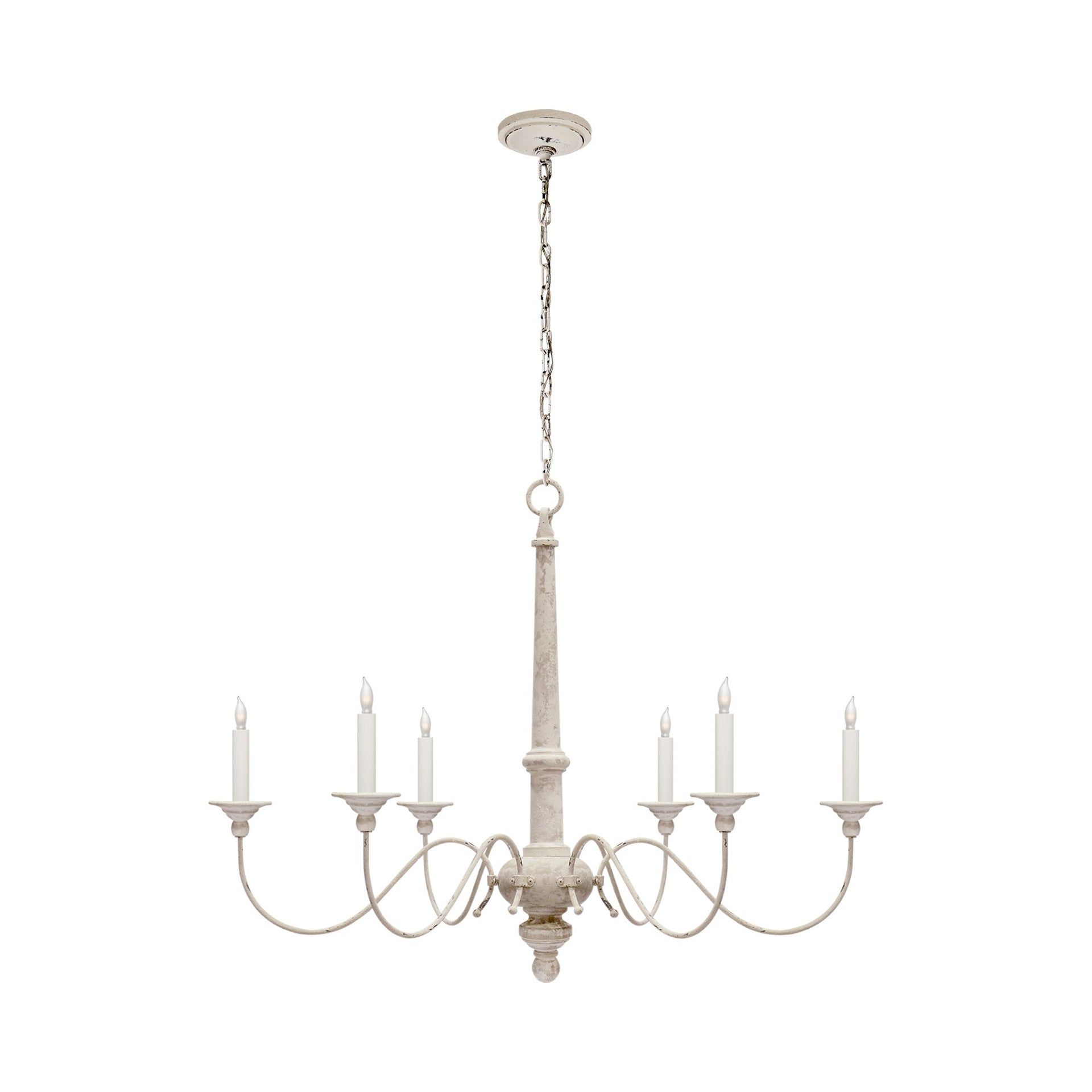 Elegant Belgian White 6-Light Crystal Candle Chandelier