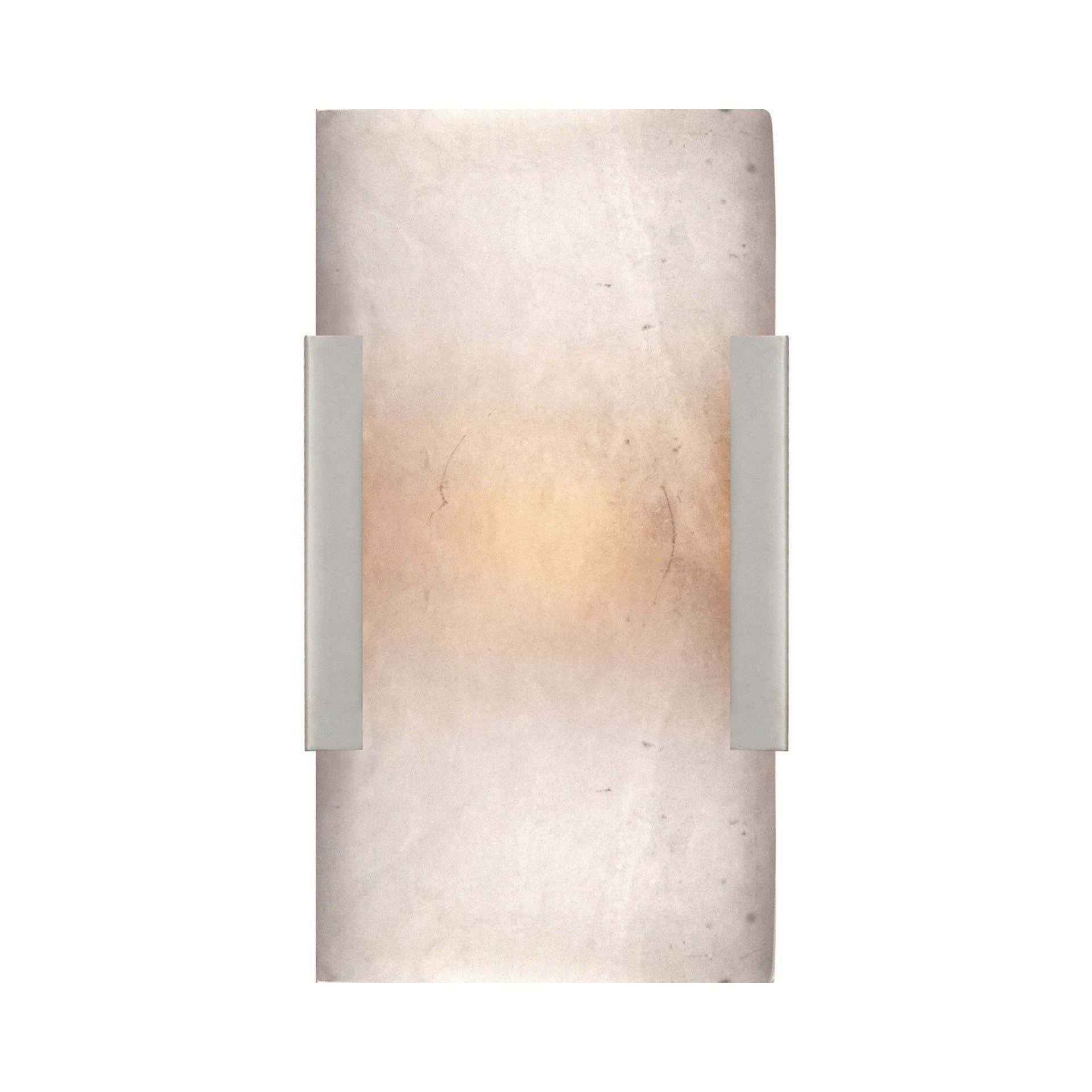 Polished Nickel Outdoor Dimmable Bath Sconce with Alabaster Shade