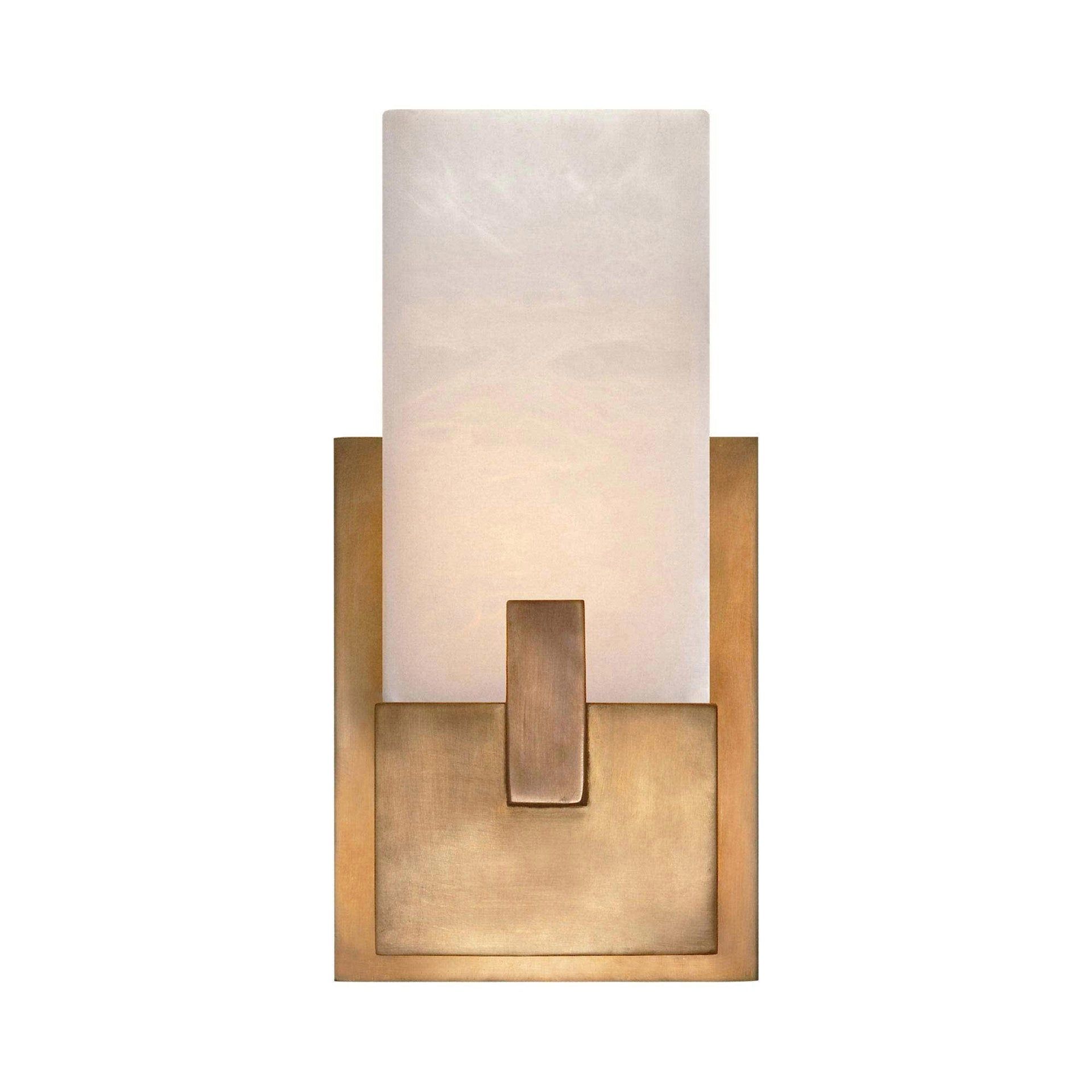 Alabaster Stone and Antique-Burnished Brass Outdoor Bath Sconce