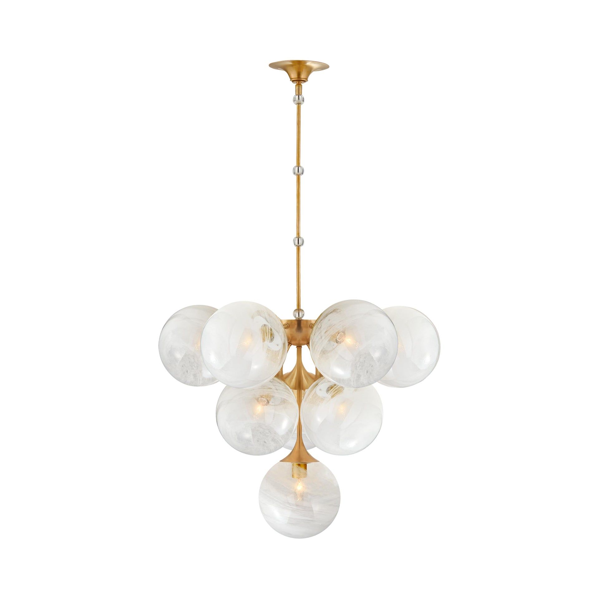 Antique Brass 10-Light Tiered Chandelier with Glass Globes