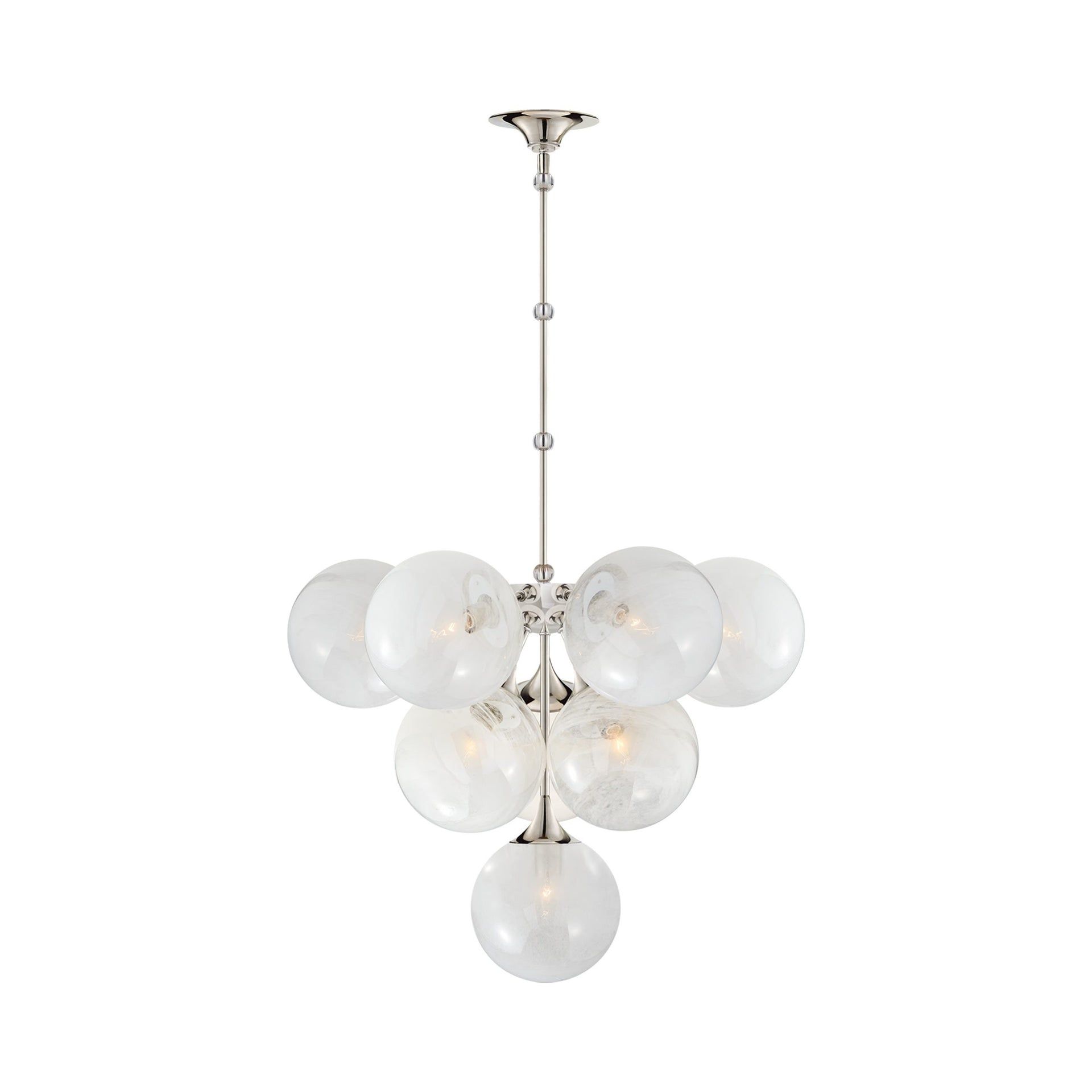 Elegant Tiered Crystal Chandelier in Polished Nickel with Candle Bulbs
