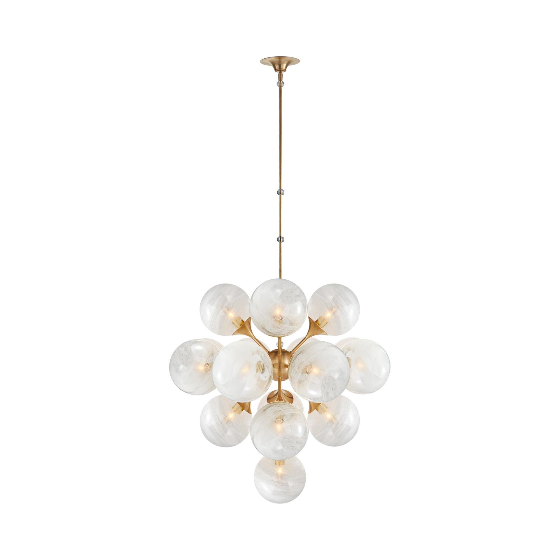 Antique Brass 33" Crystal Candle Plug-In Chandelier