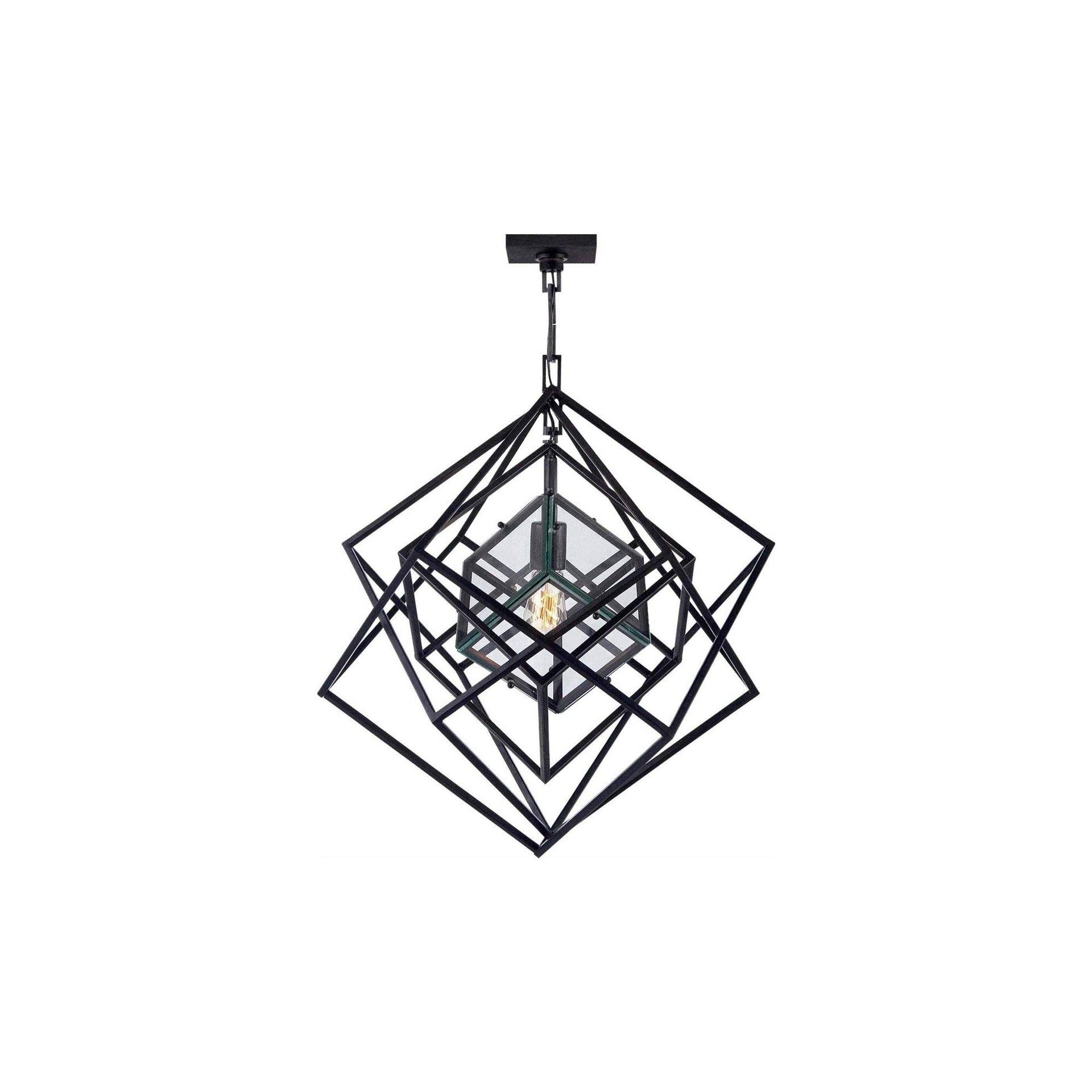 Cubist 25.75" Crystal Plug-in Chandelier in Aged Iron